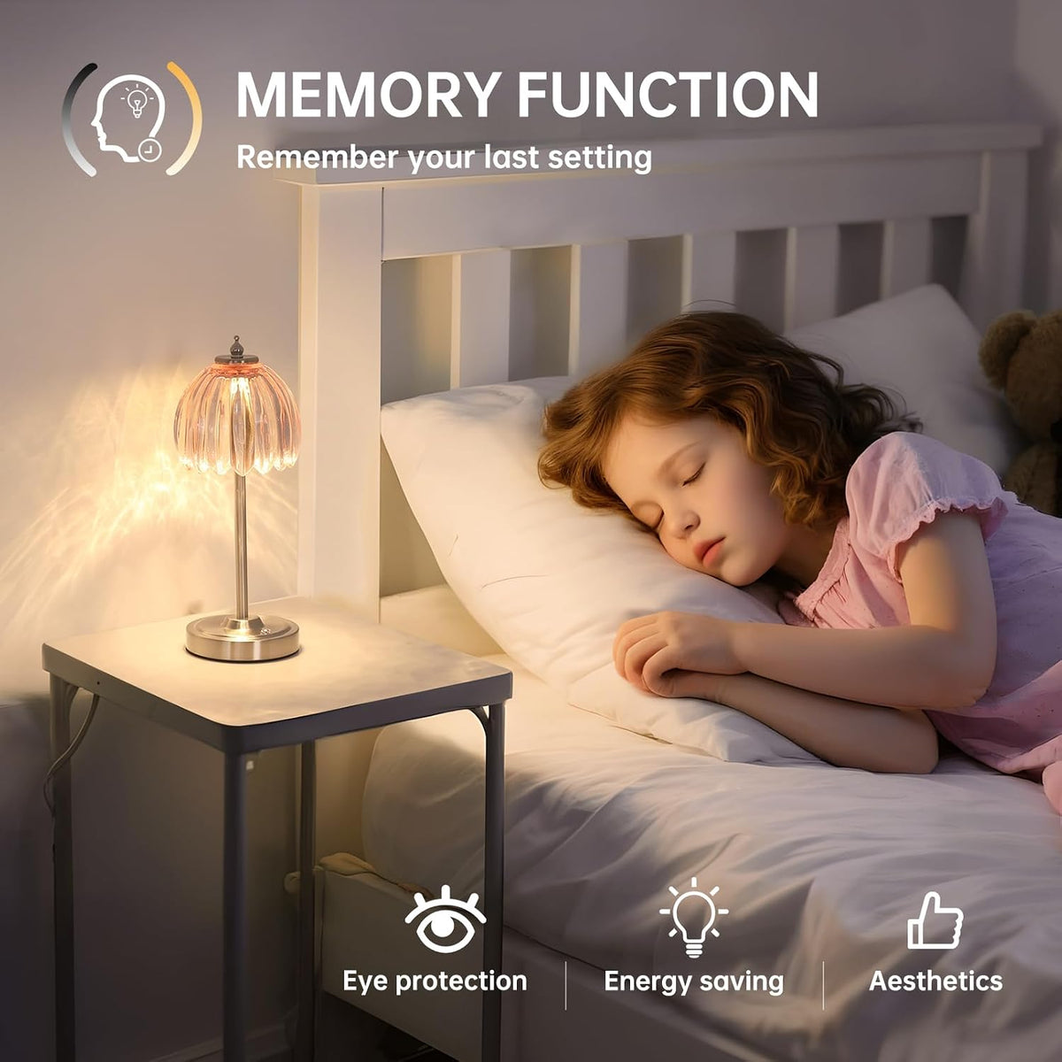 Shenmoyl Tulip Table Lamp with 5200mAh Battery & Touch Control, Cordless Small Table Lamp with 3 Colors, Dimmable