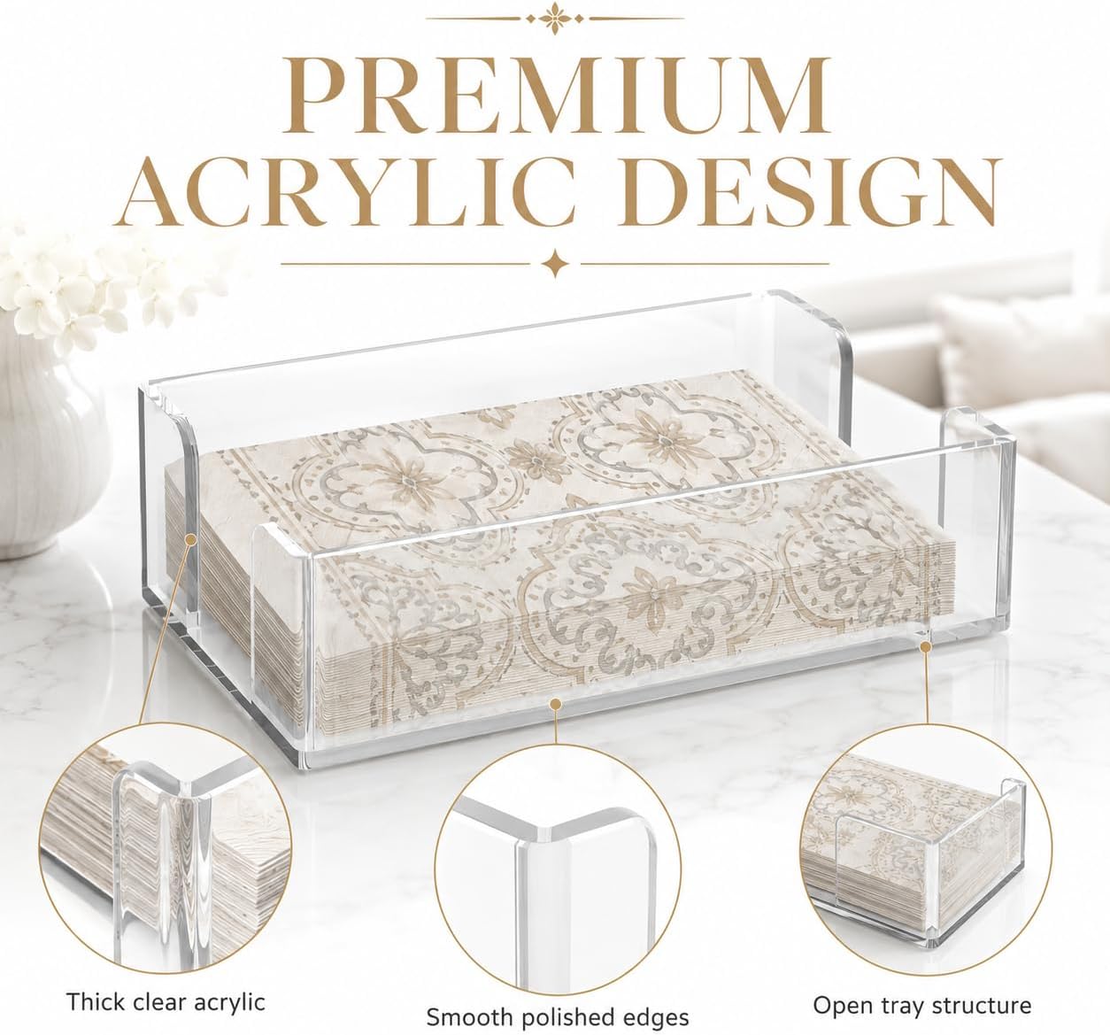Acrylic Napkin Holder / Clear / Vertical