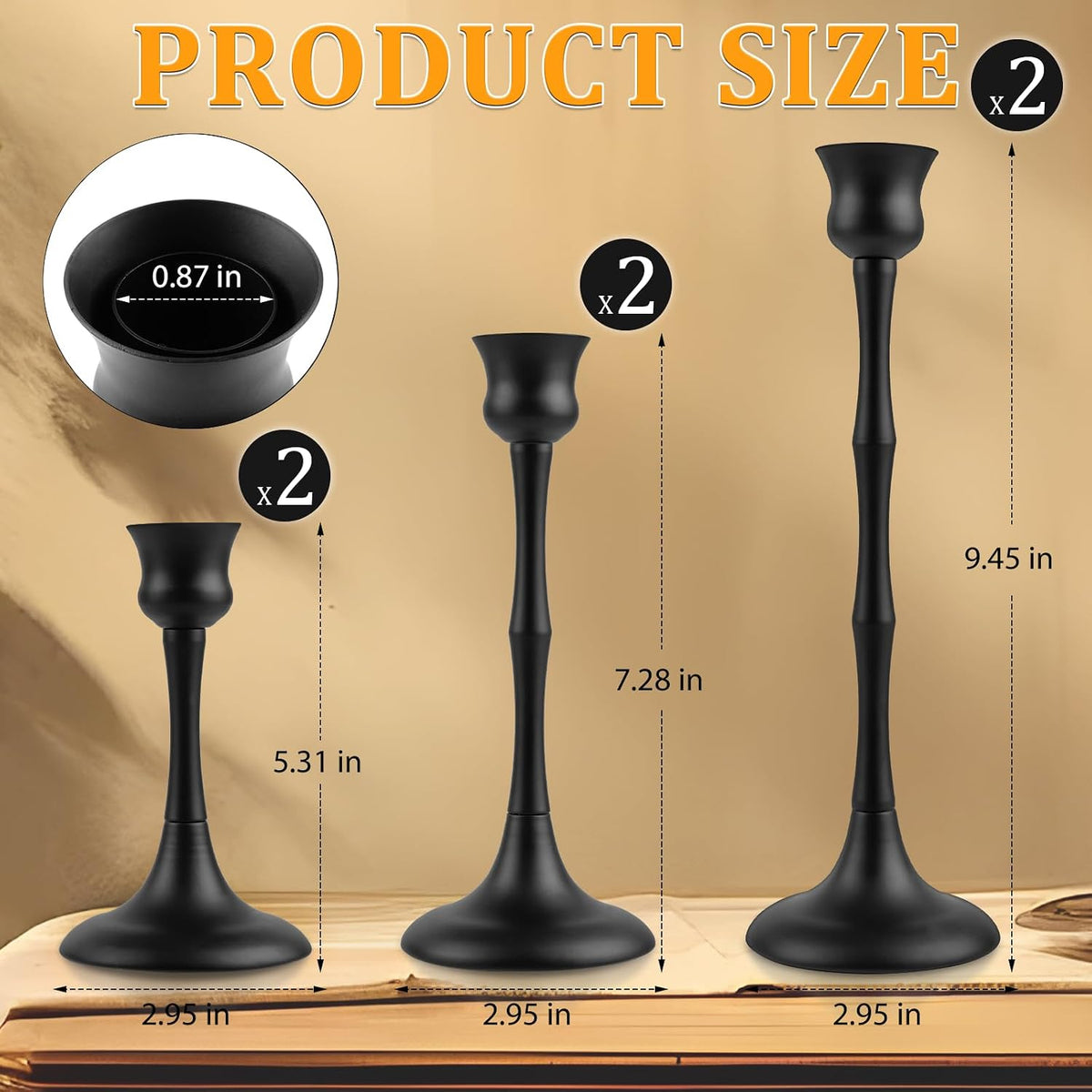 Vintage Metal Candlestick Holders, Set of 6 Black Candle Holders for Candlesticks Antique Taper Candle Stand Candle