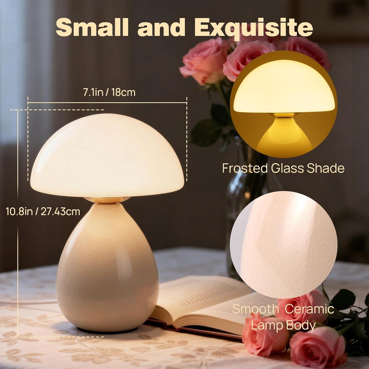 Small Lamp / Mushroom Table Lamp / White