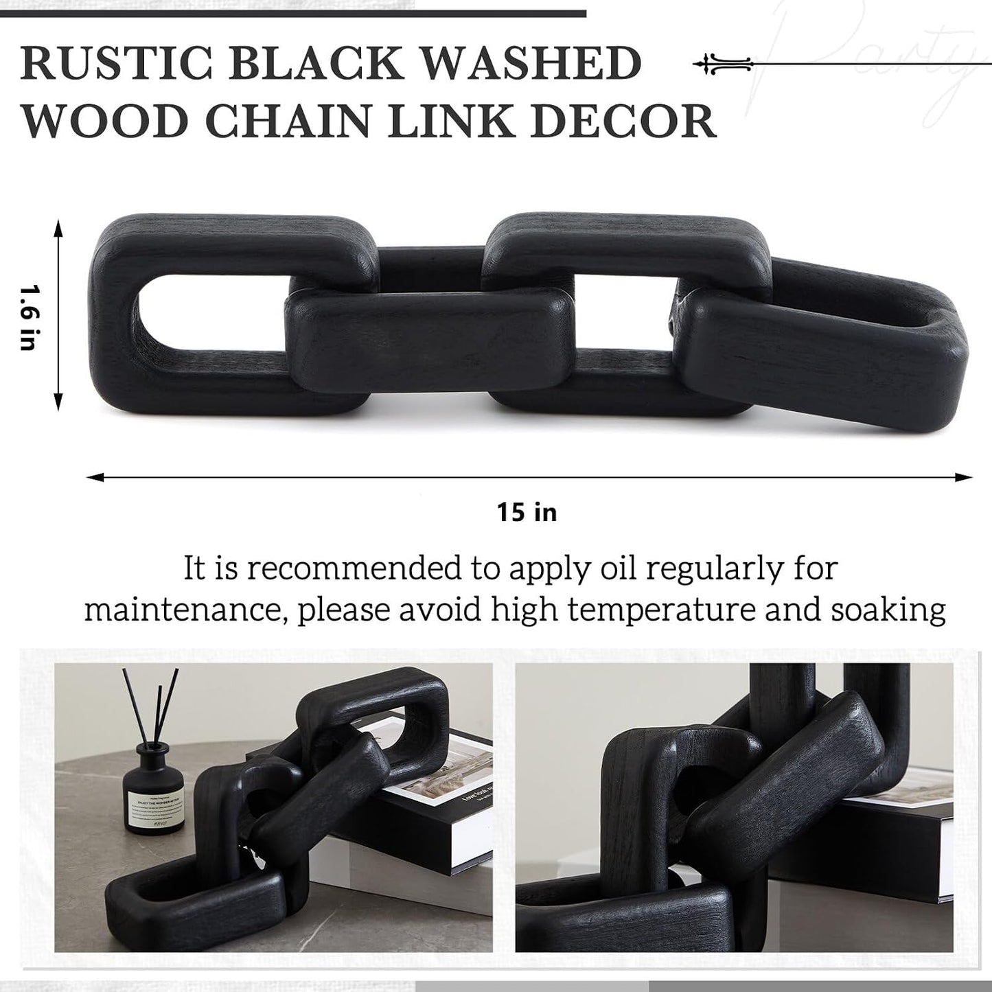 4 Link Wood Knot Decor / Black
