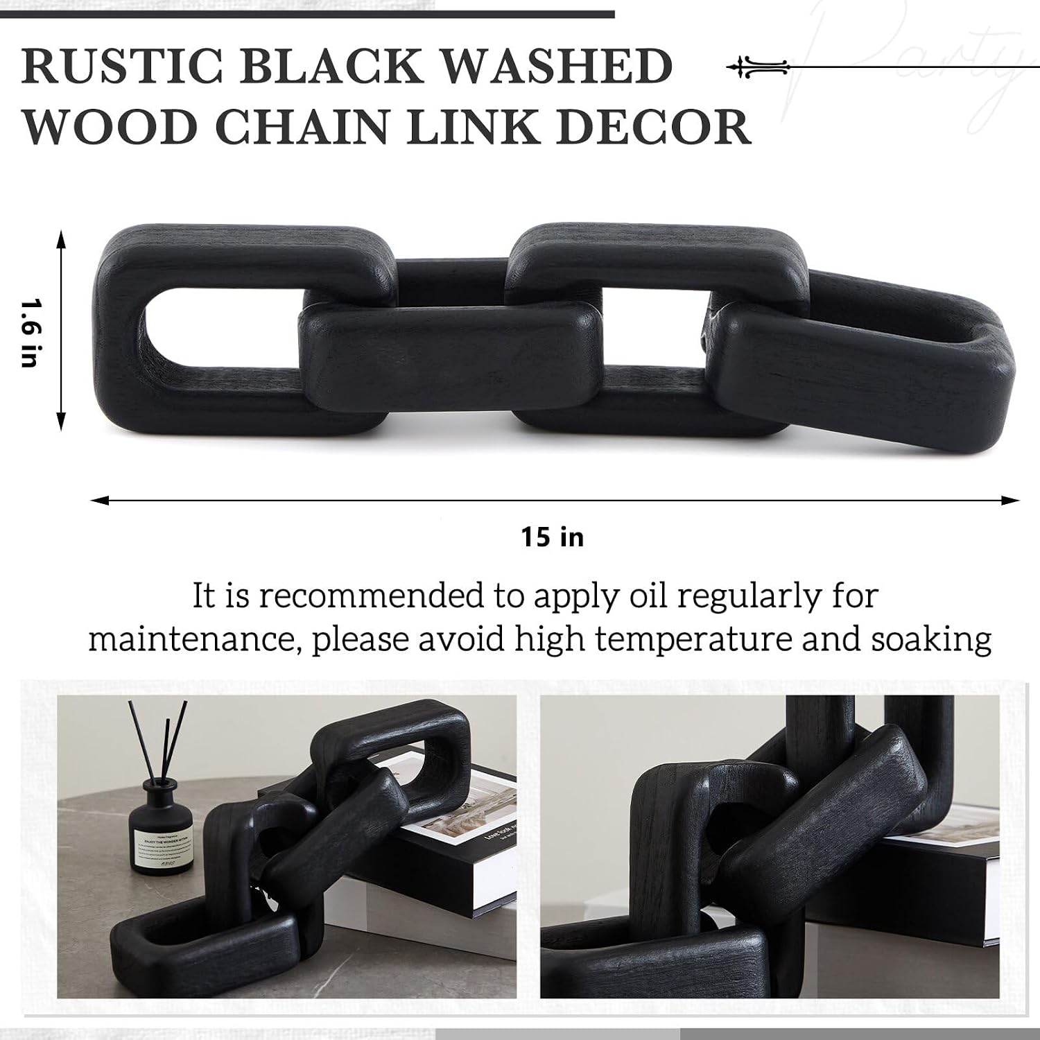 4 Link Wood Knot Decor / Black