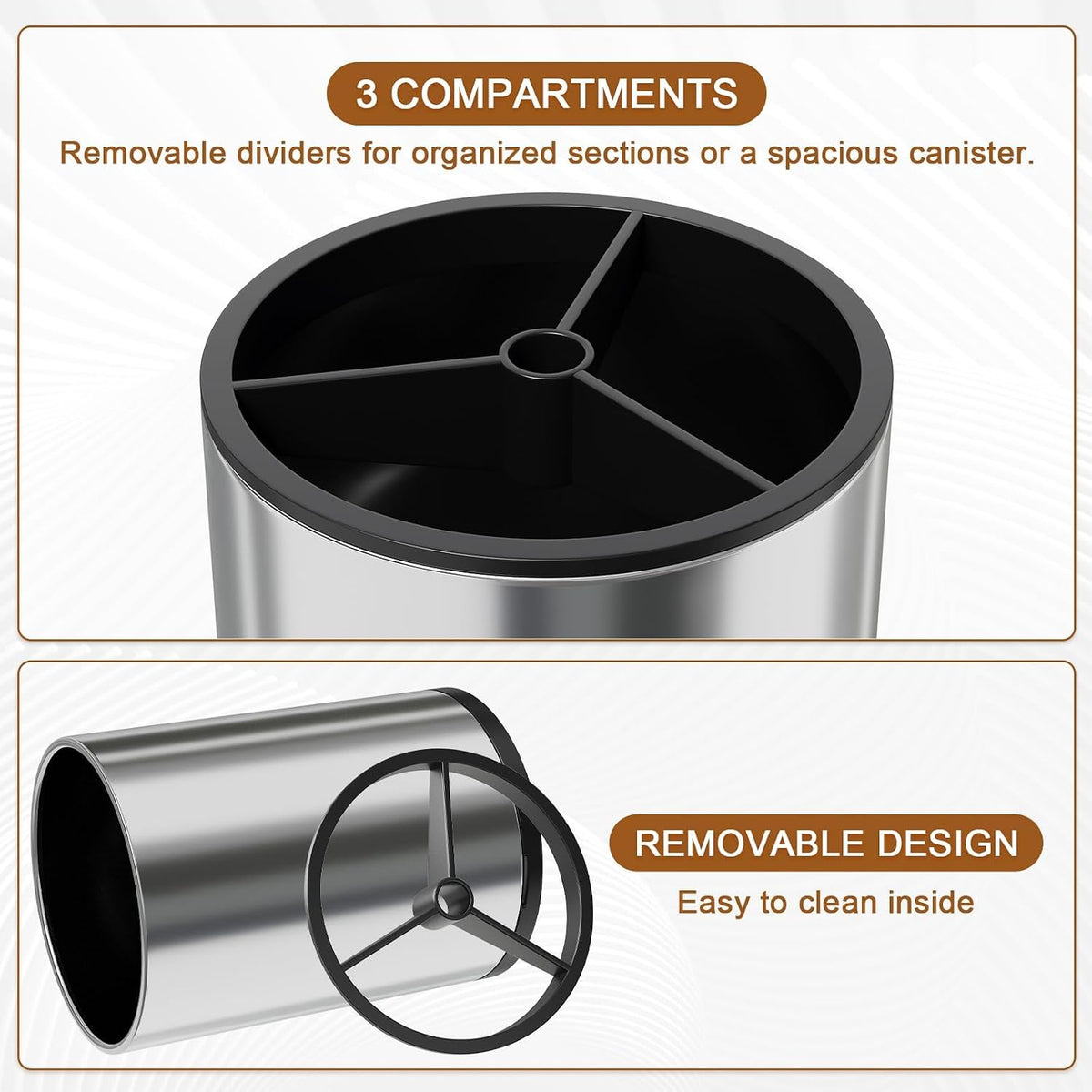 Extra Large Utensil Holder for Kitchen Counter, 360°Rotating Cooking Utensils Holder for Countertop, Stainless Steel