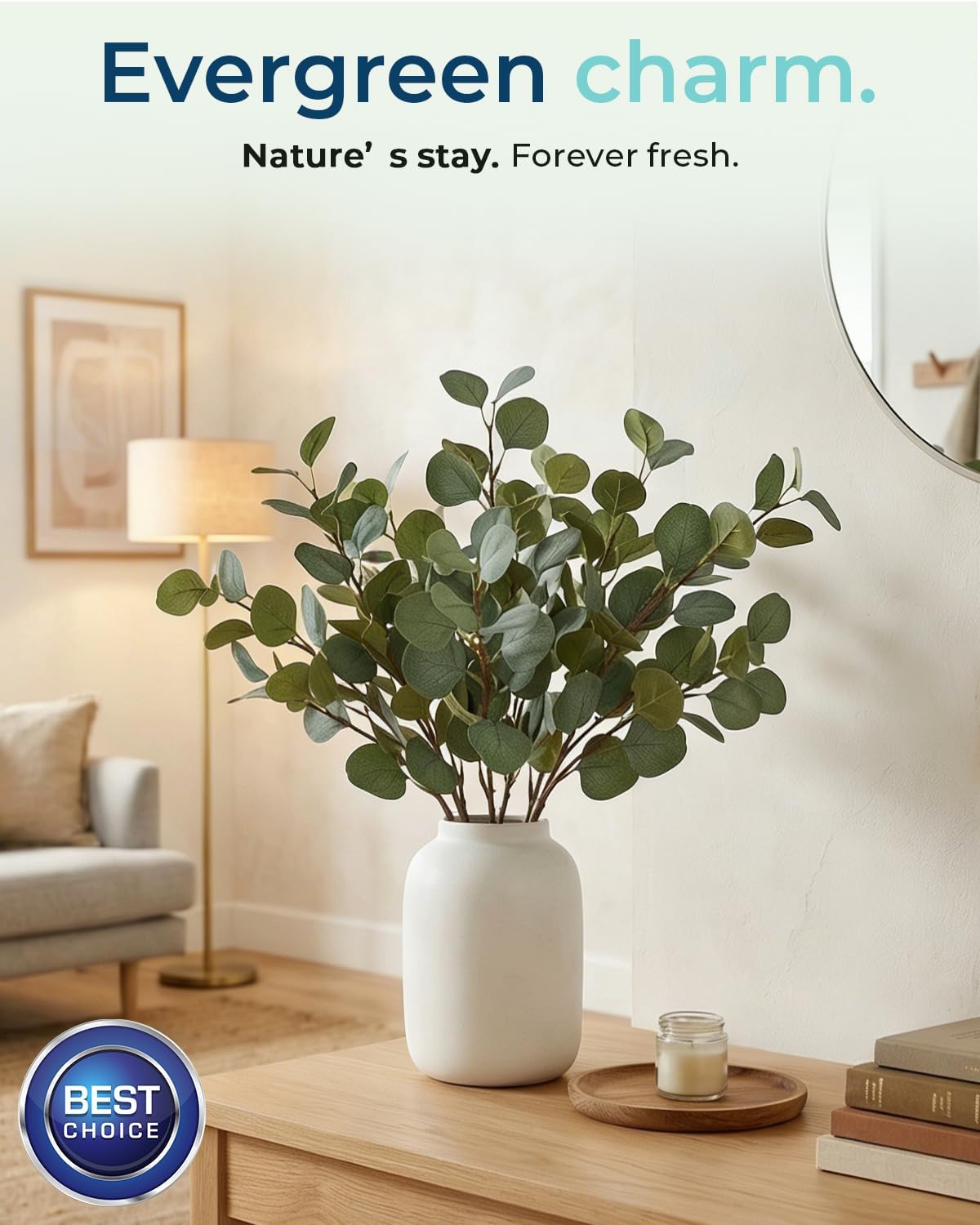 Eucalyptus Branches Artificial Greenery Stems Bulk Fake Plants Greenery / 27 Inch / Set of 12