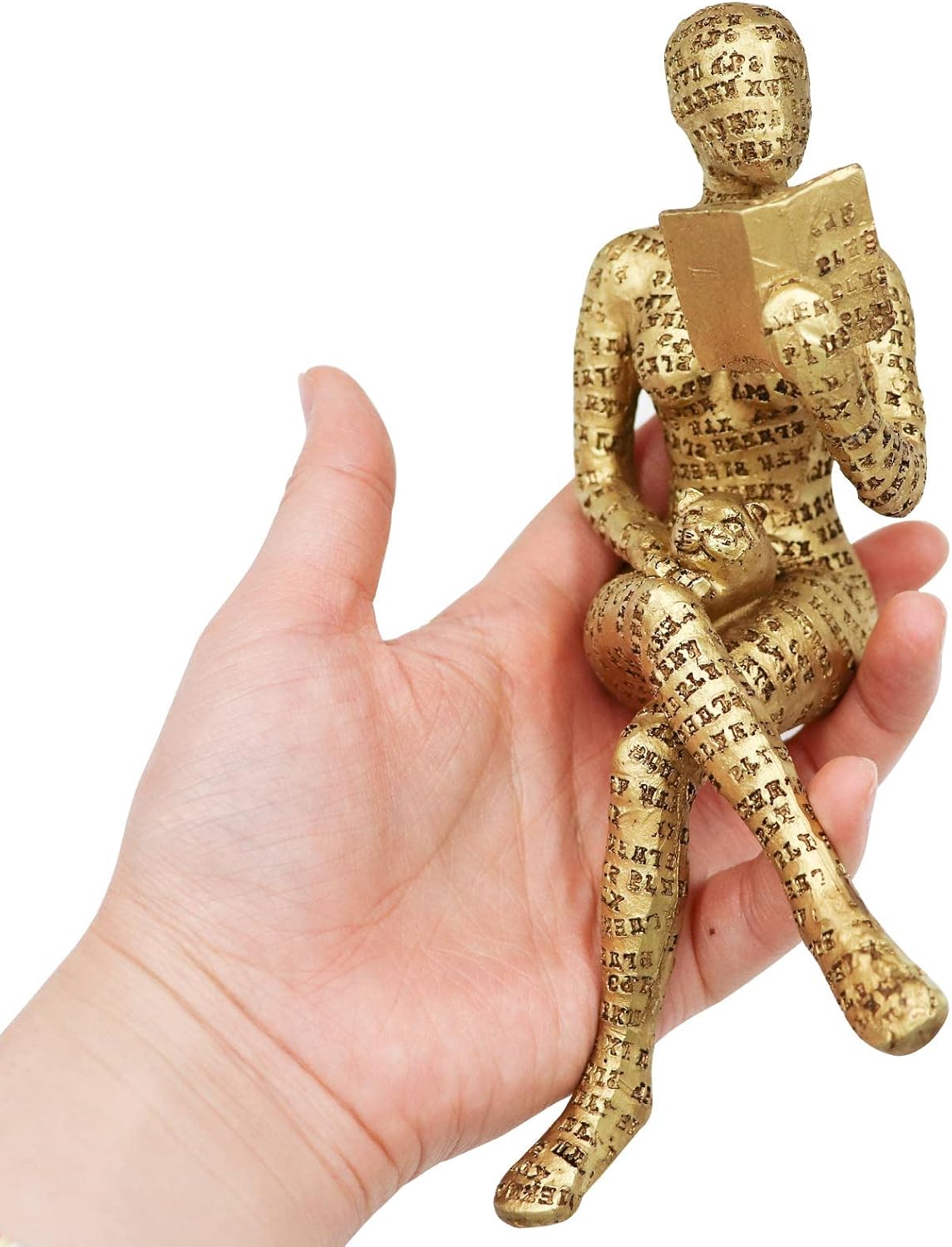 Thinker Statue / Reading Women Figurine / D / Gold