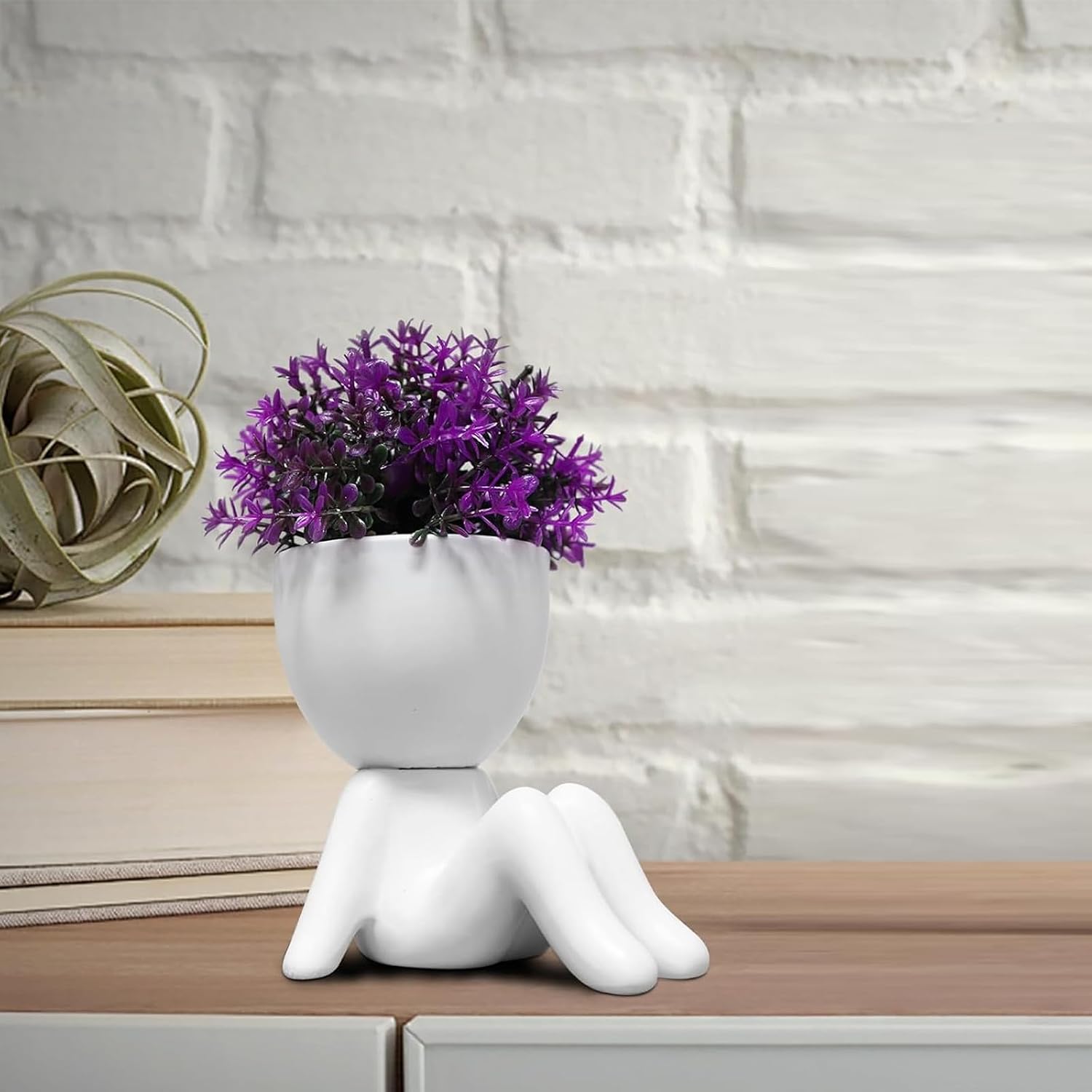 Purple Artificial Plants in Pots / White-f