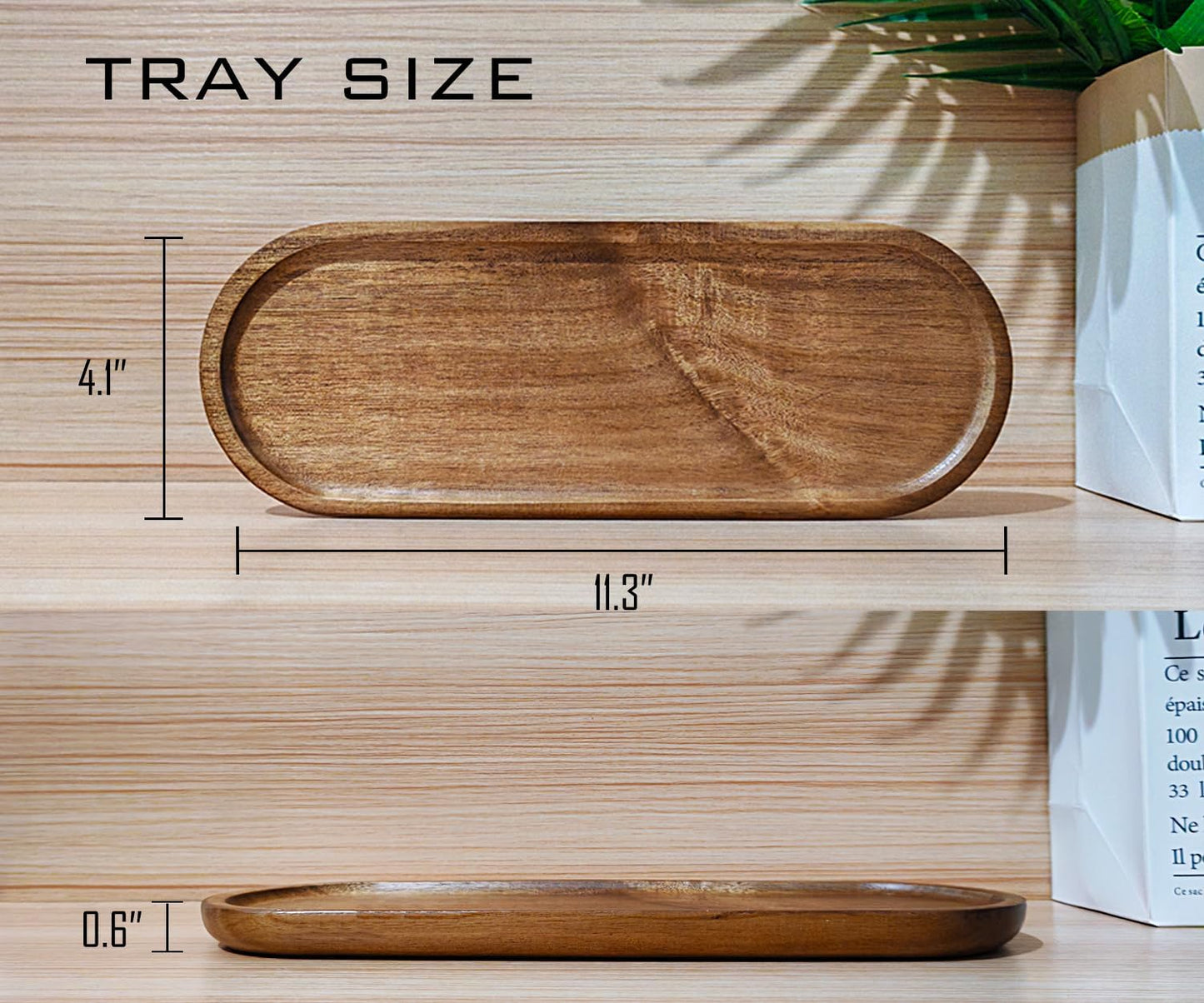 Small Wooden Oval Tray / Oval x 1 / 11.3 x 4.1 x 0.6