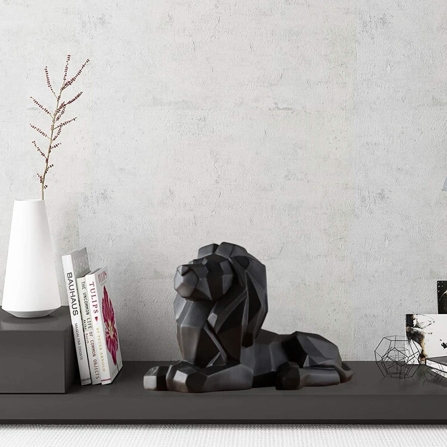 Abstract Statues Hand Craved Animal Resin Sculpture Modern Home Decoration Black / Lion / Black Lion