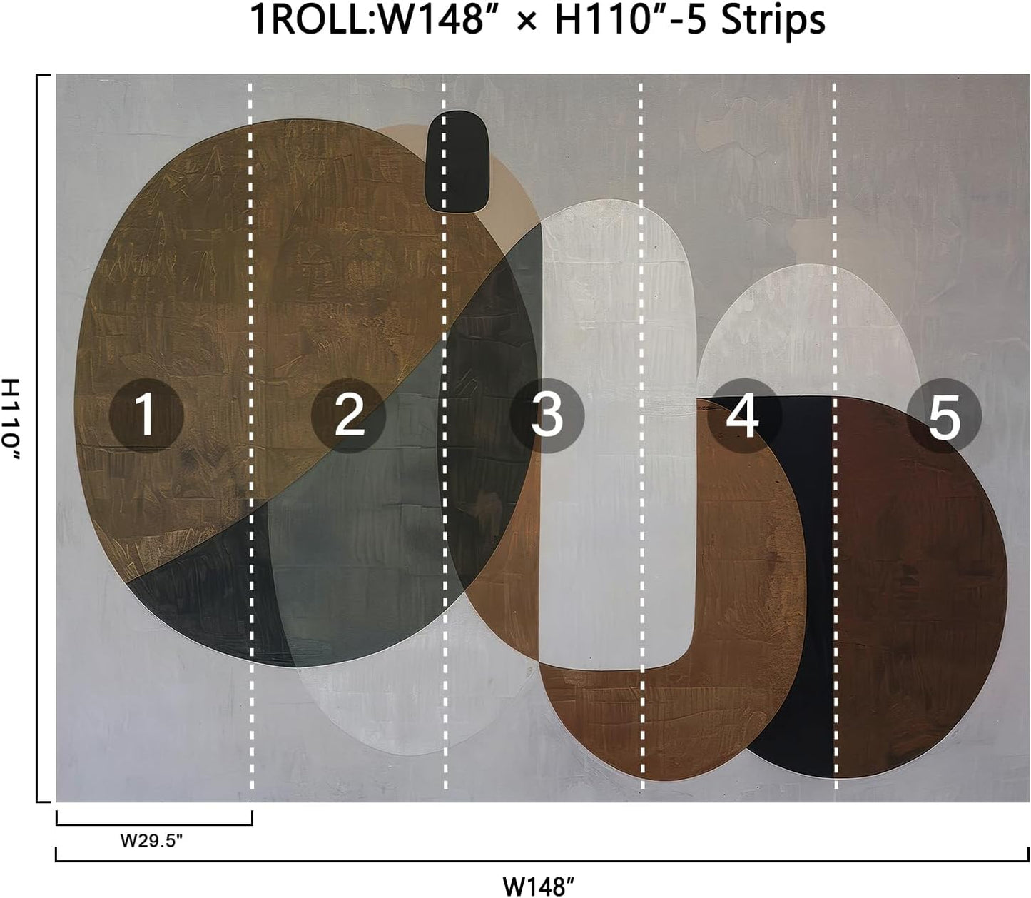 Modern Abstract Geometrical Wall Murals Peel and Stick 148" W x 110" H Mid / 148 x 110 / Brown