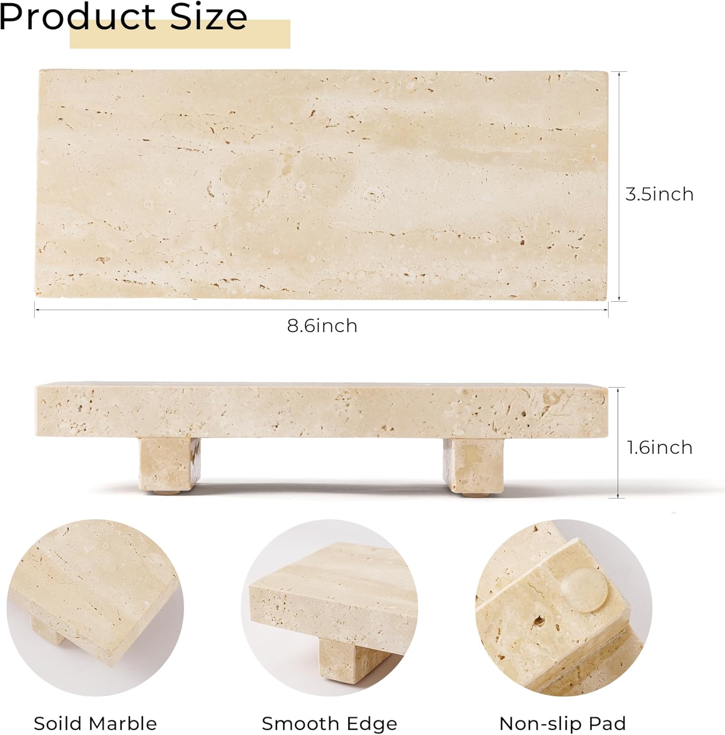 Travertine Soap Tray / Beige / 8.6 x 3.5