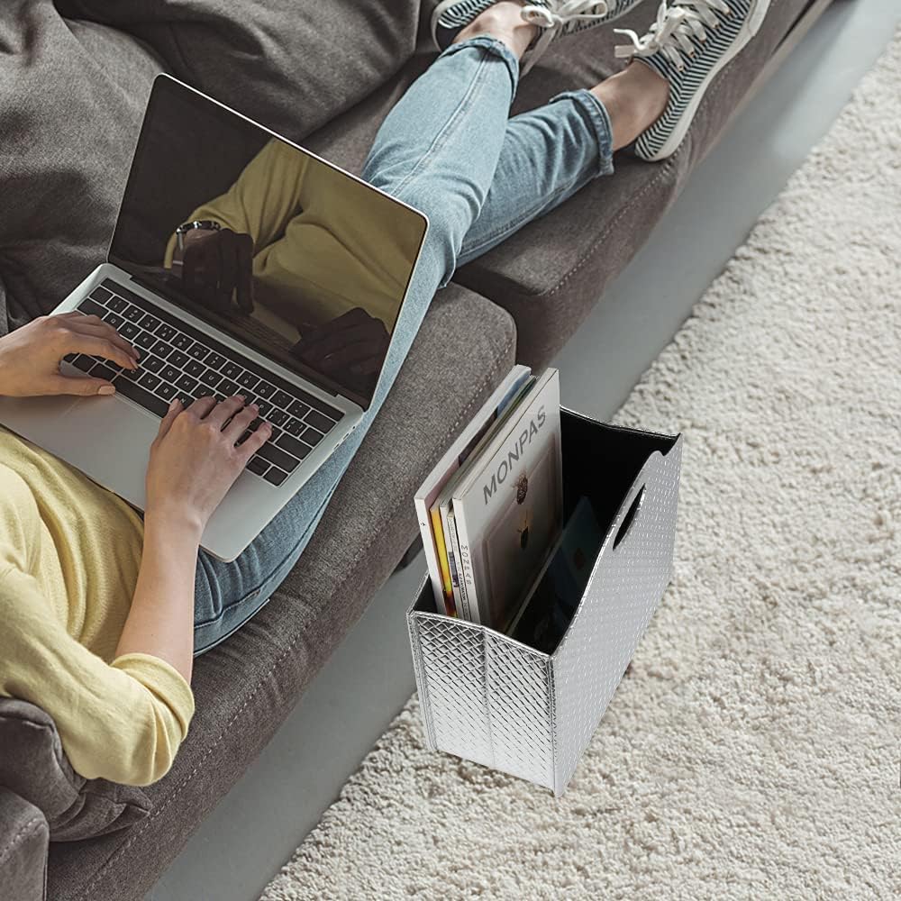 HofferRuffer Magazine Basket Holder, Foldable Magazine Rack, Document File Holder Organizer, File Folder, Newspaper