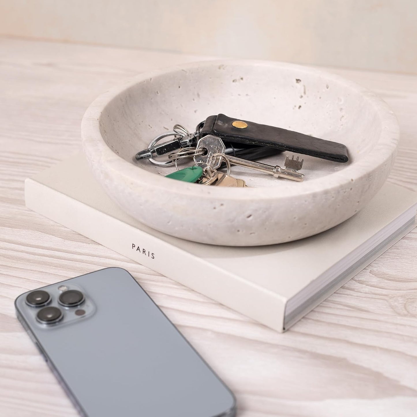 Travertine Decorative Bowls / White / Gray