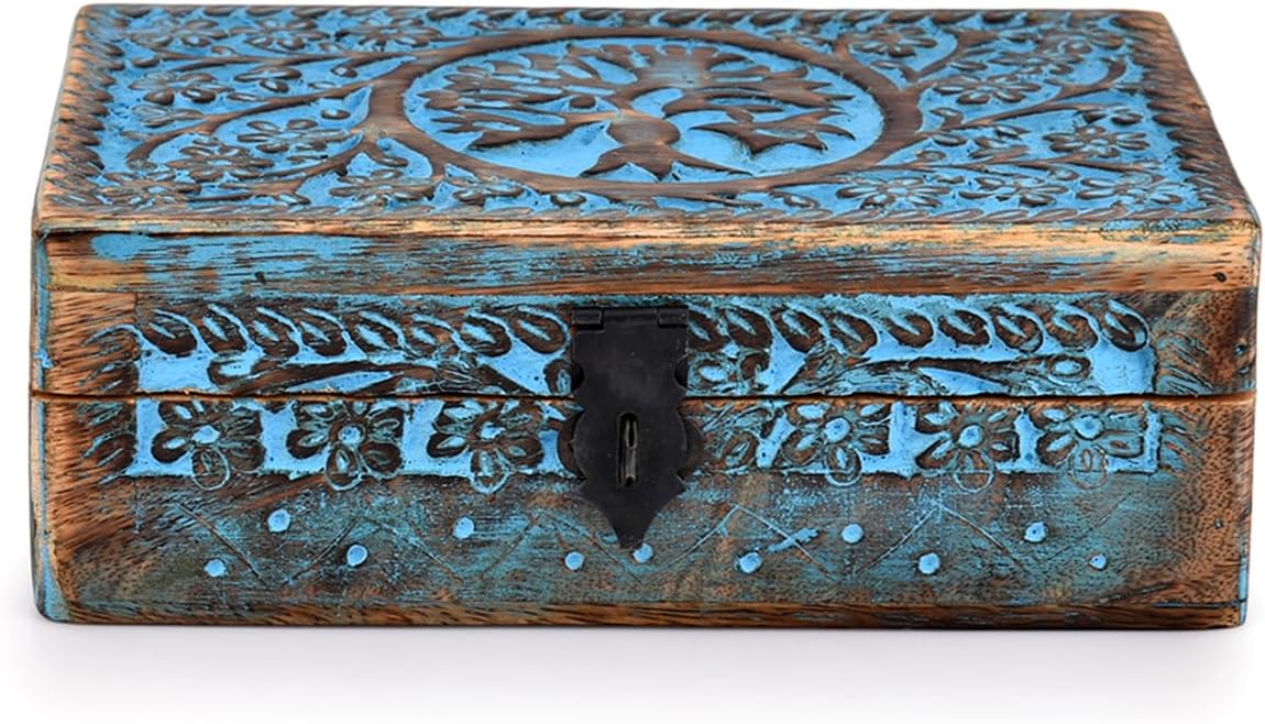 Wooden Jewelry Box / 8 x 5 x 2.5