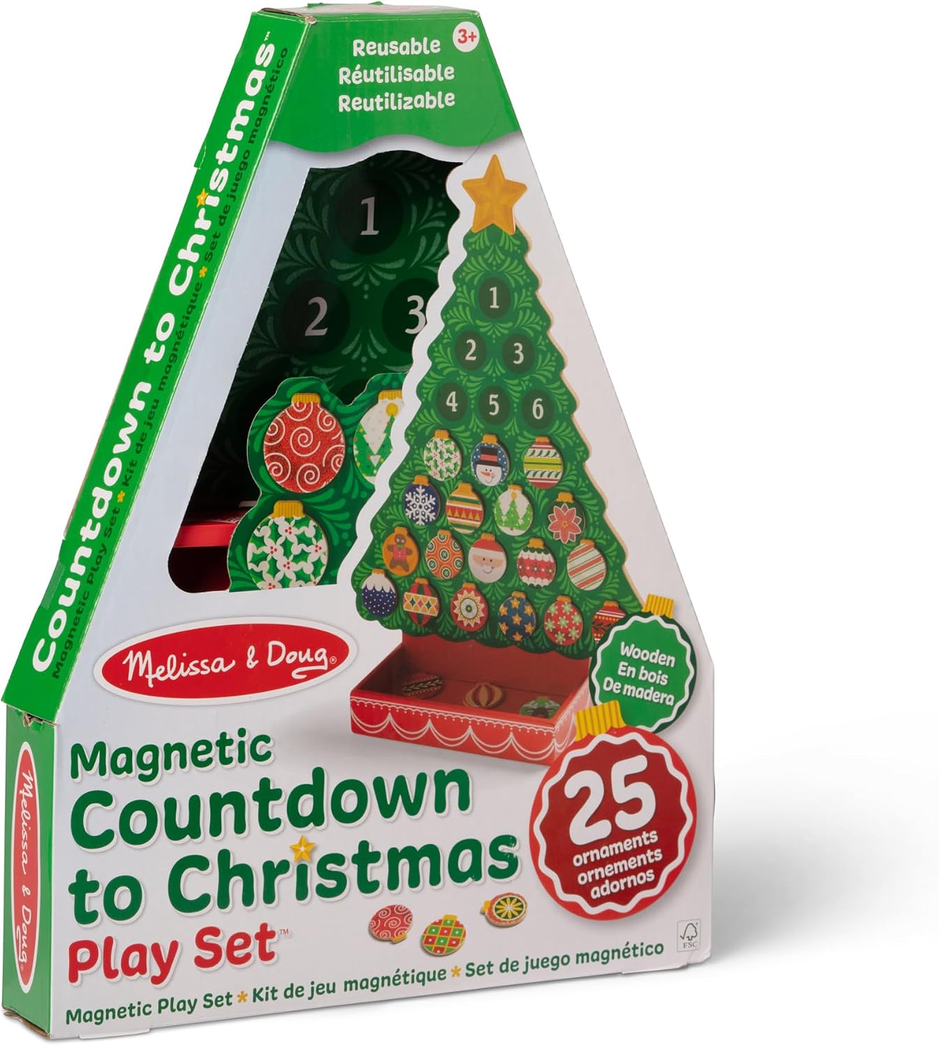 Melissa & Doug Countdown to Christmas Wooden Advent Calendar - Magnetic Tree, 25 Magnets