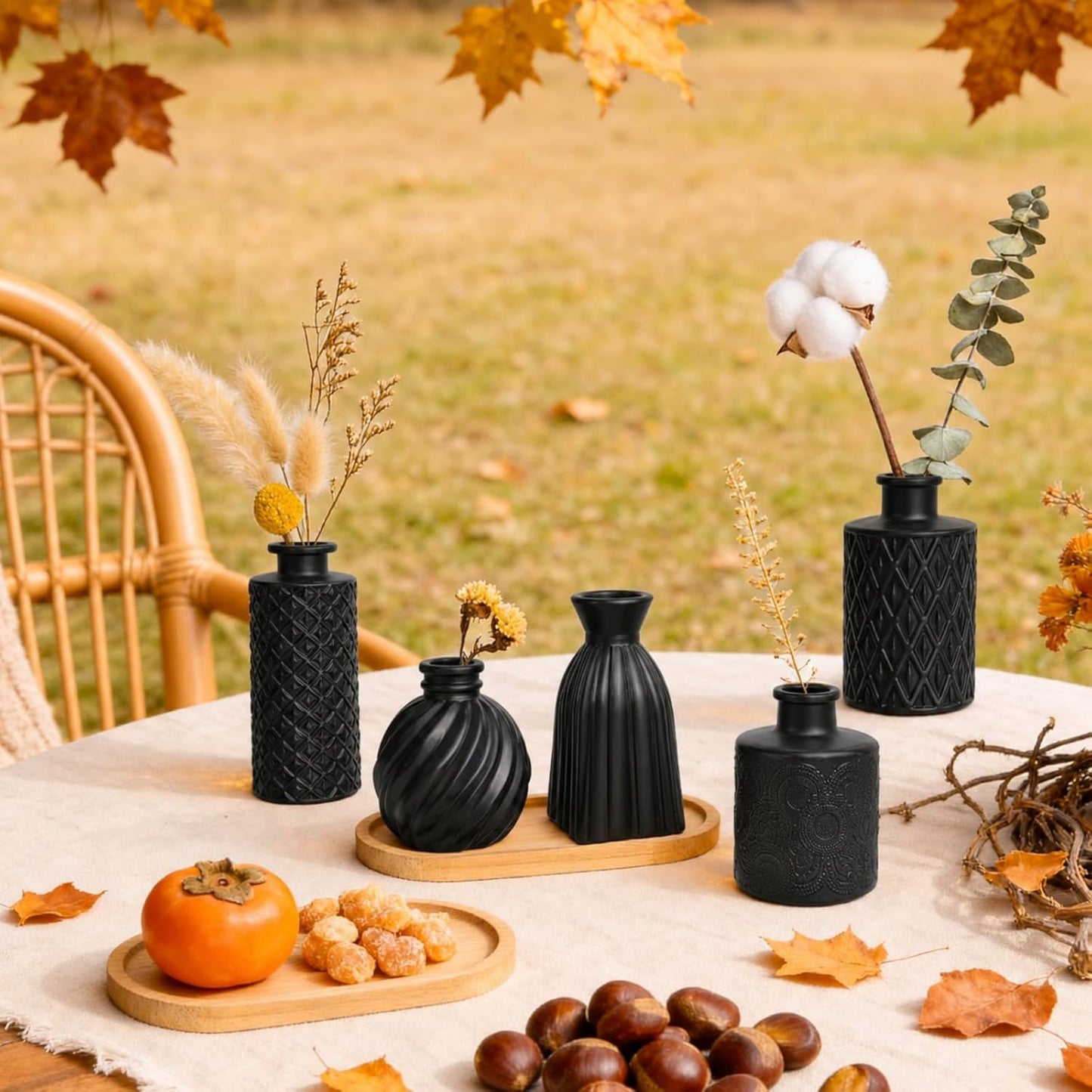 Glass Bud Vases / Black / Set of 36