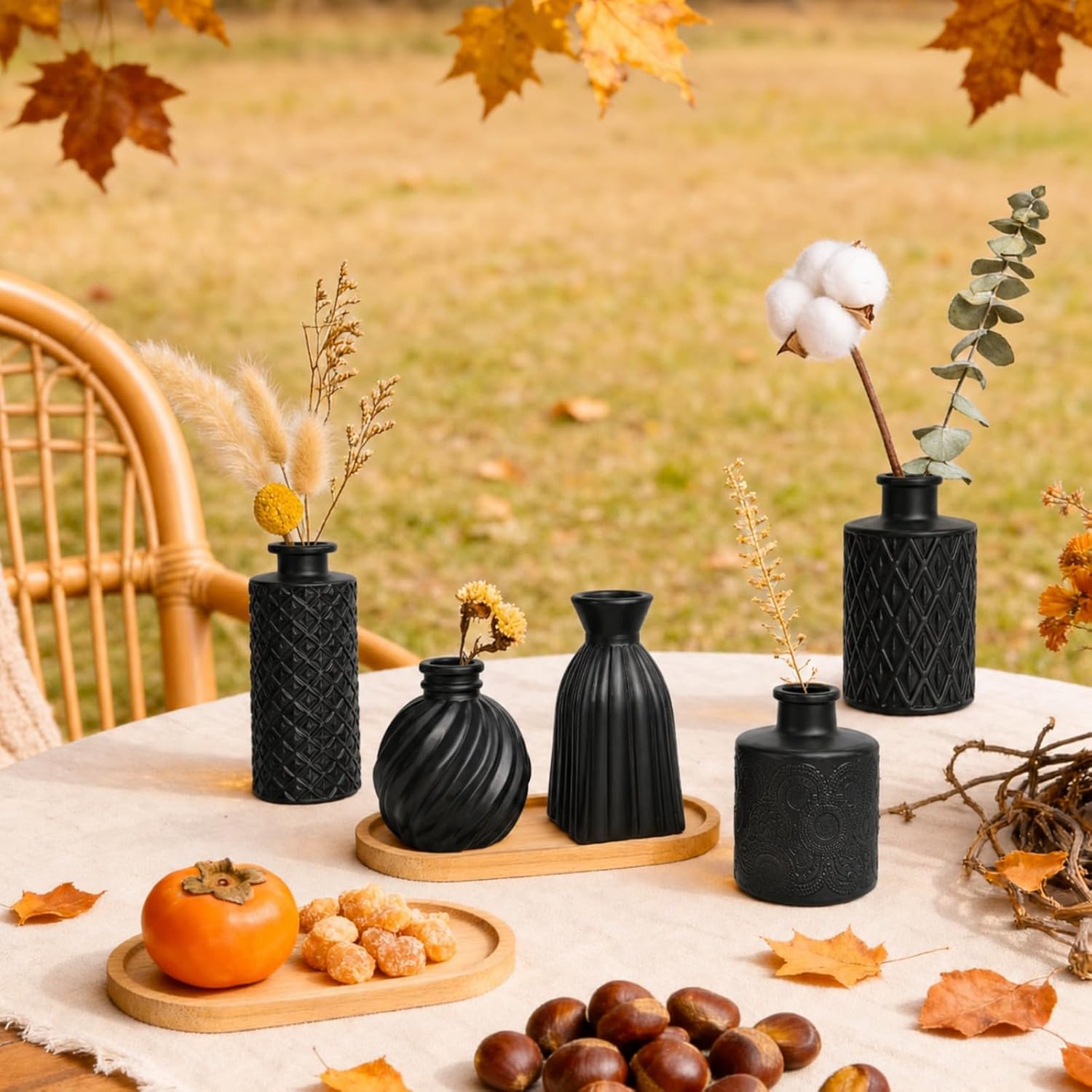 Glass Bud Vases / Black / Set of 36
