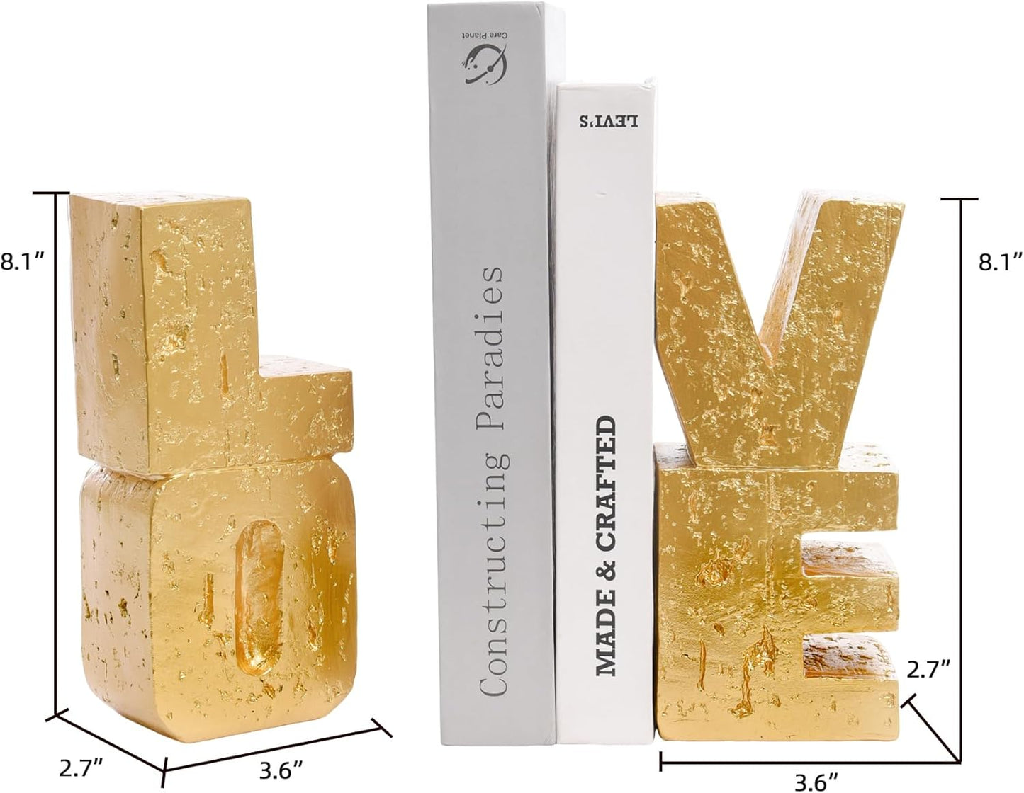 Modern Heavy Duty Bookends / Gold