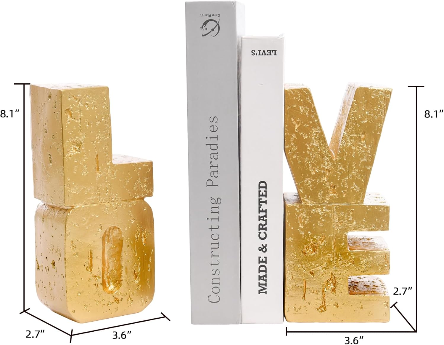 Modern Heavy Duty Bookends / Gold