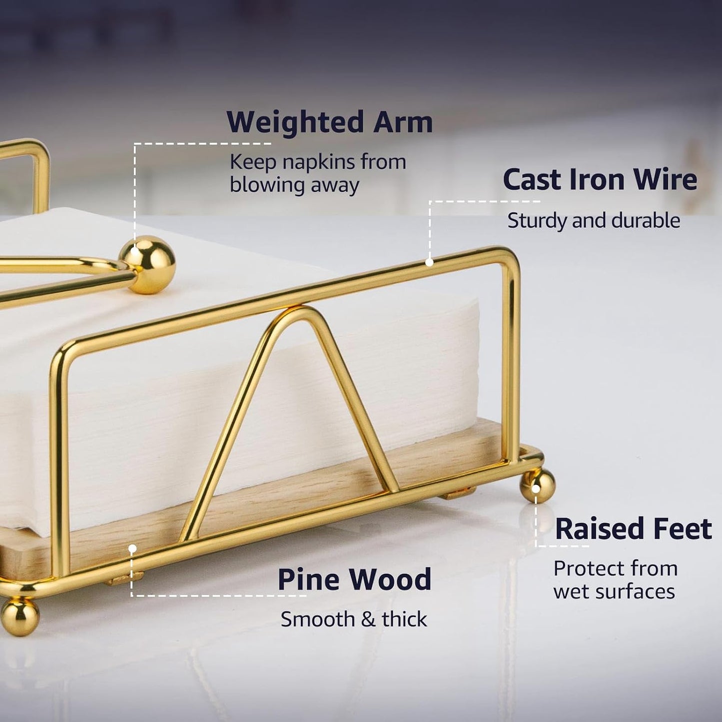 Modern Cast Iron Napkin Holder / Gold