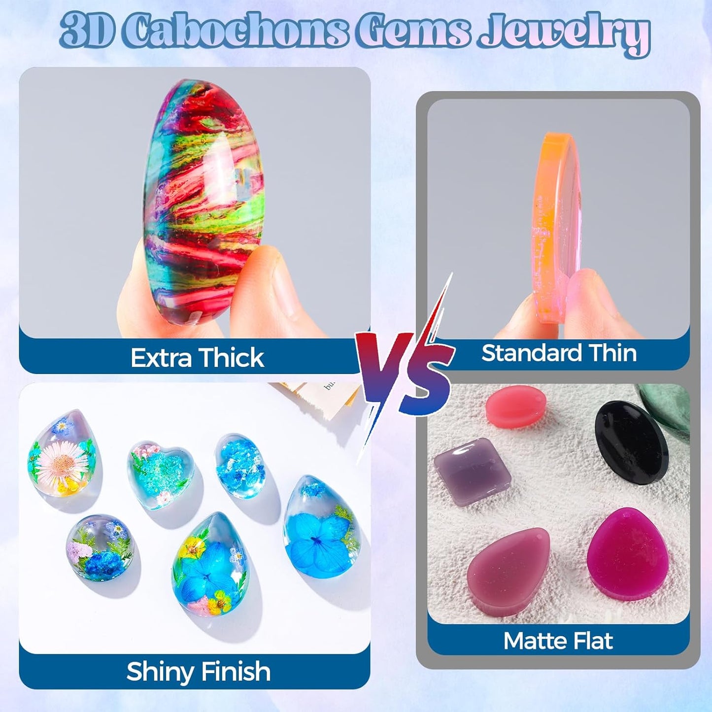 Cabochon Gems Resin Molds / Set of 16