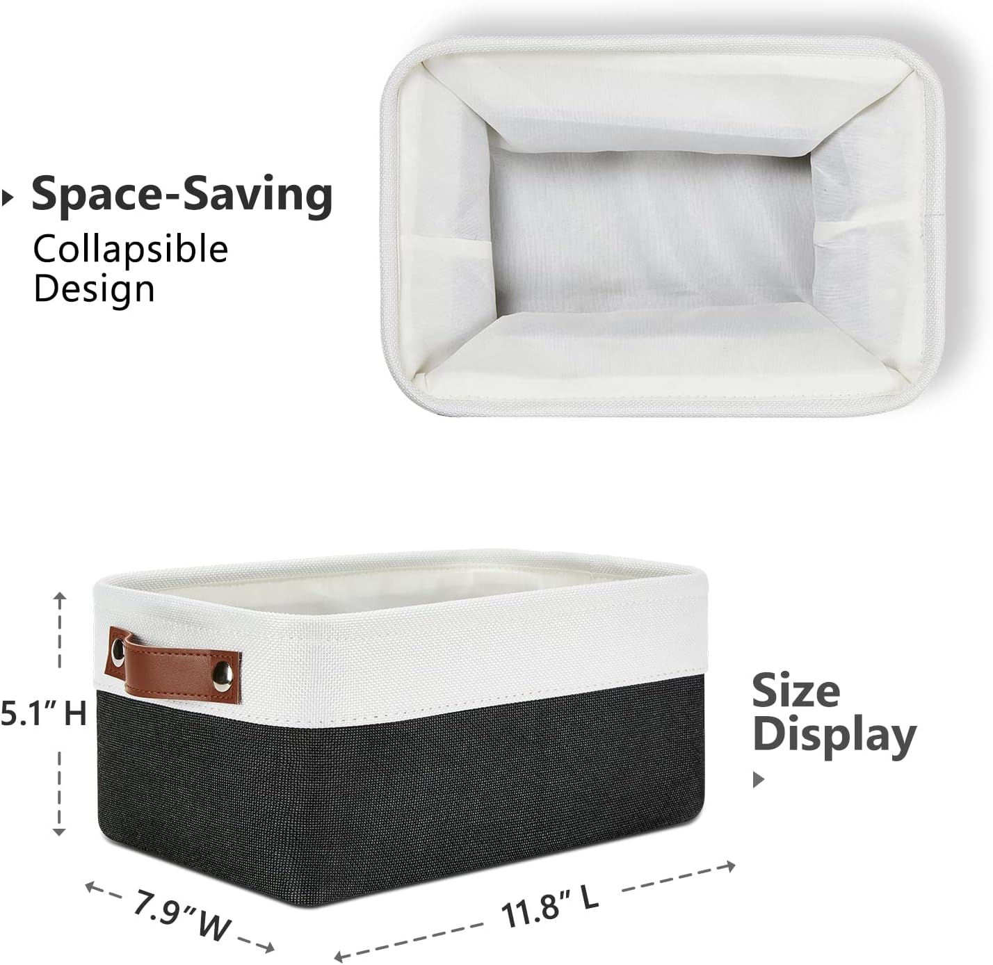 Small Storage Baskets / White&black / 11.8 x 7.9 x 5.1 / Small/6p / Set of 6