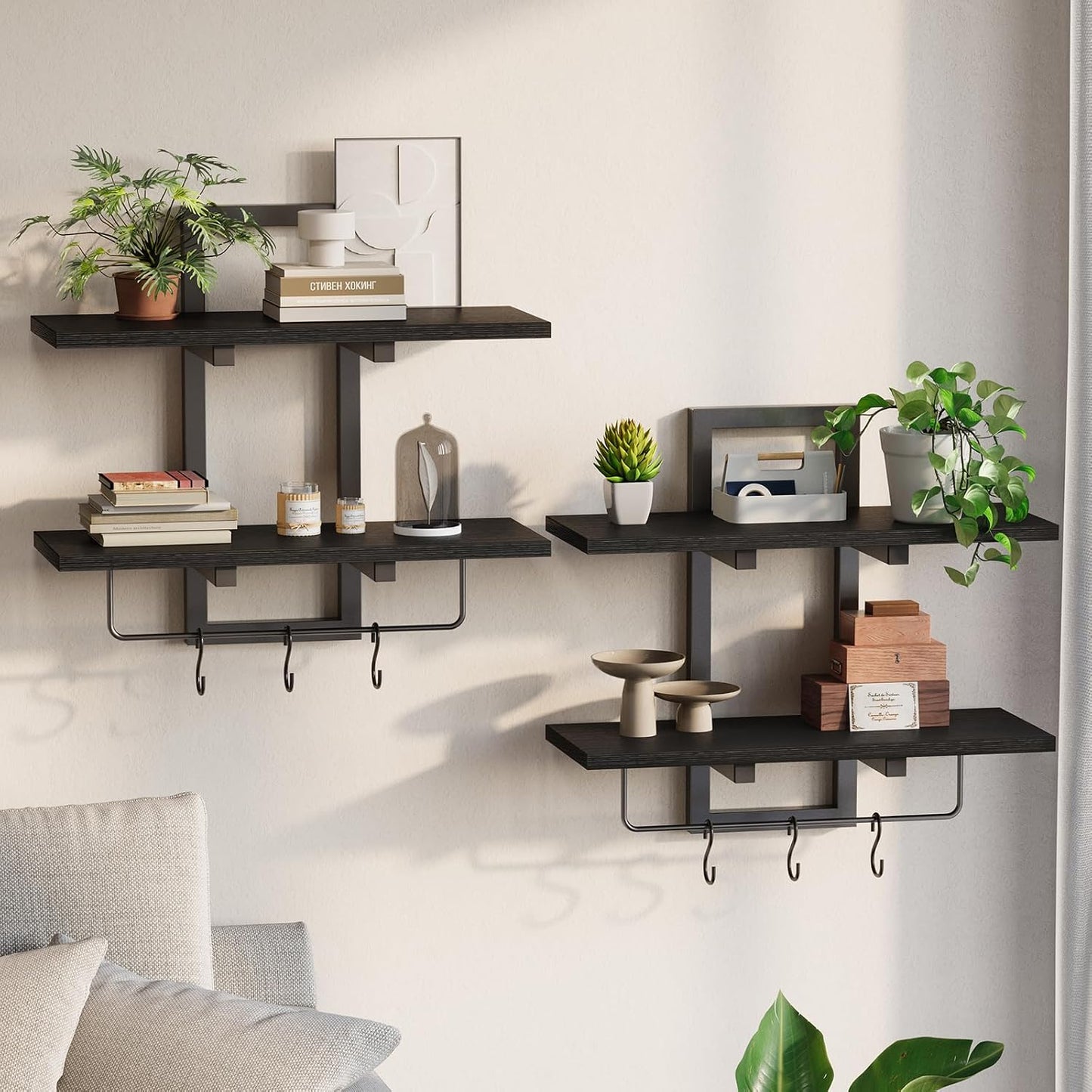 Floating Shelves / Wall Mounted Storage Shelves / Black / Set of 2