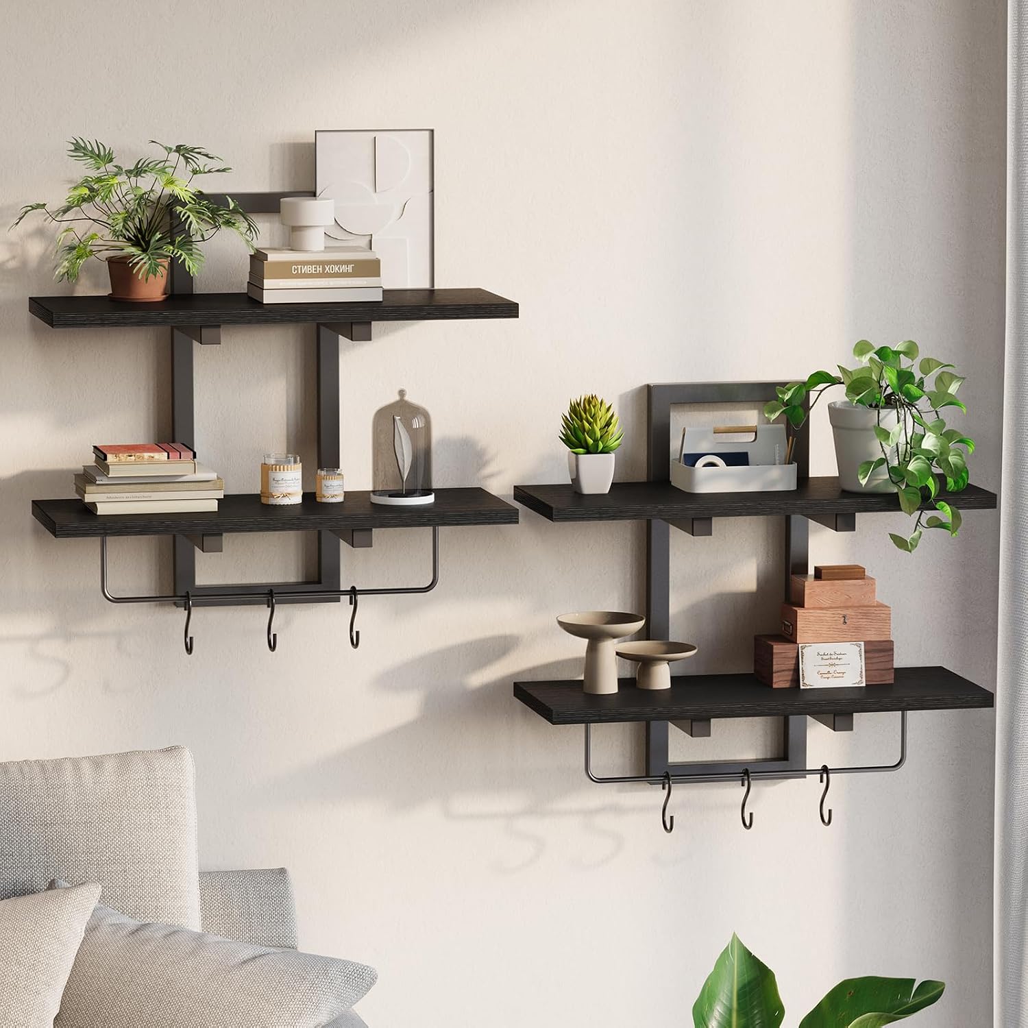 Floating Shelves / Wall Mounted Storage Shelves / Black / Set of 2