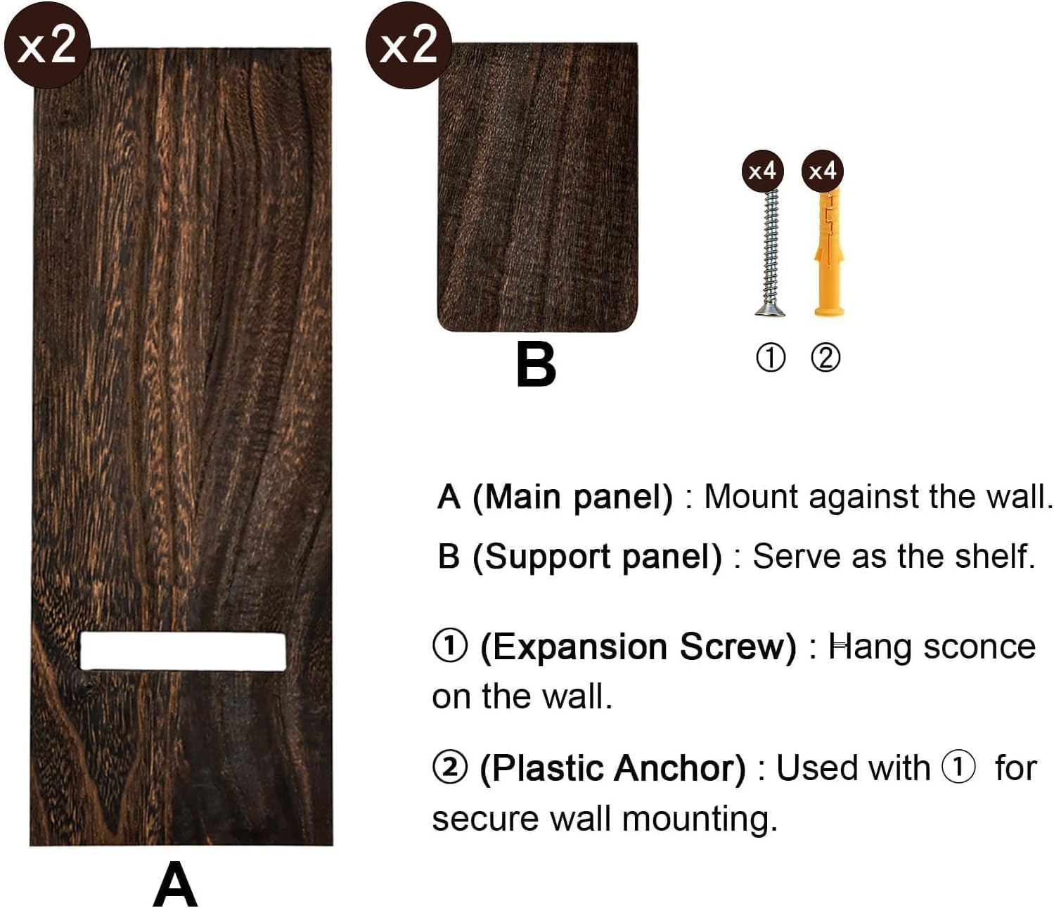 Farmhouse Wall Planter for Small Spaces / Dark Walnut / Set of 2