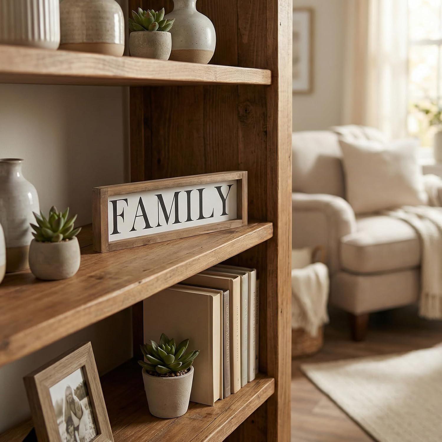 Wood Frame Family Wall Decor / White-family