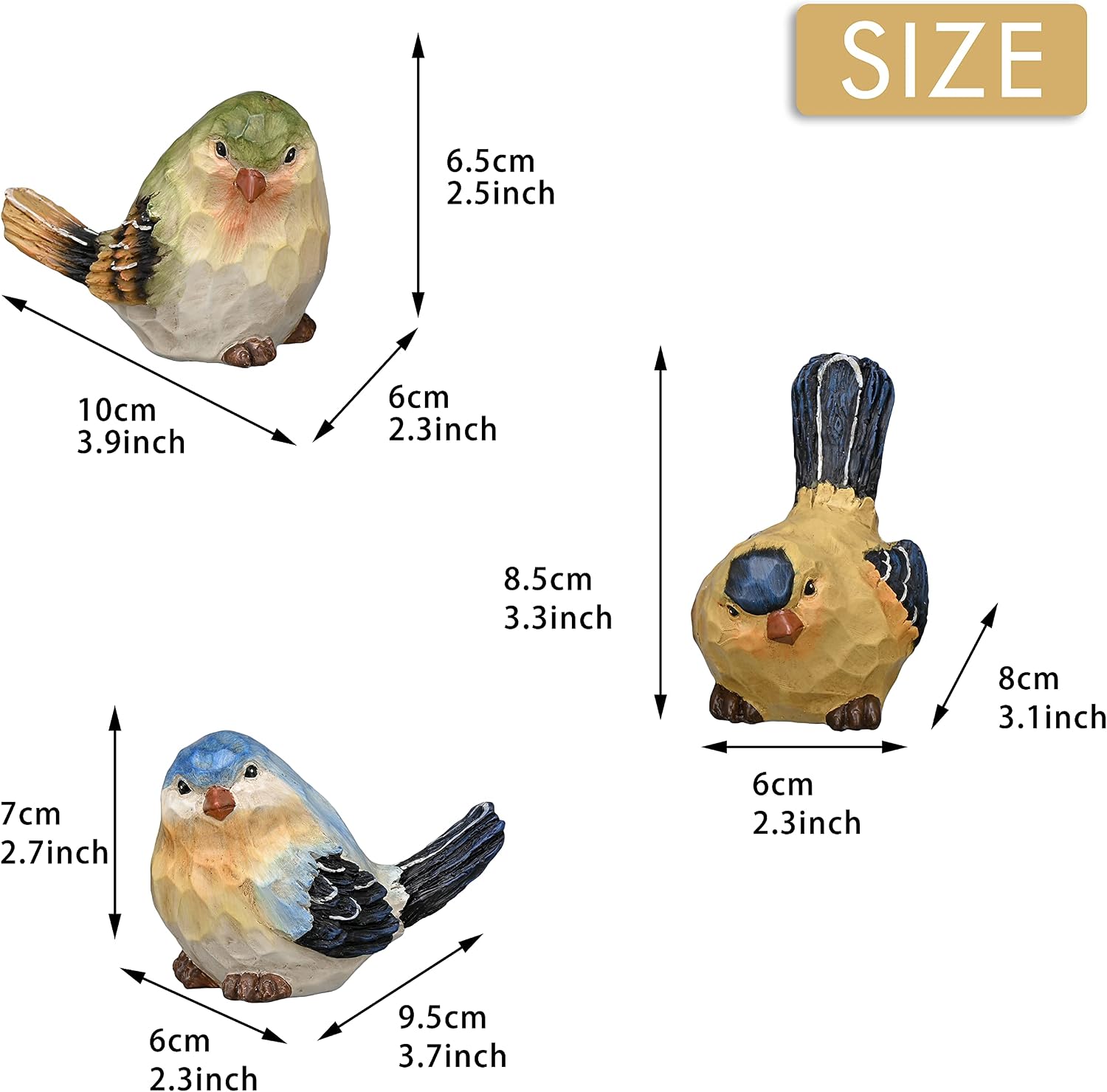 Birds Statues Indoor Outdoor Resin Lawn / Set of 3