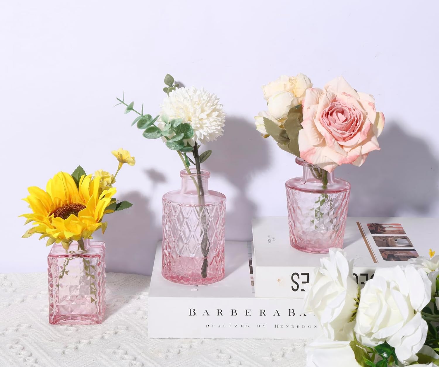 Glass Bud Vase Set / Pink / Set of 36