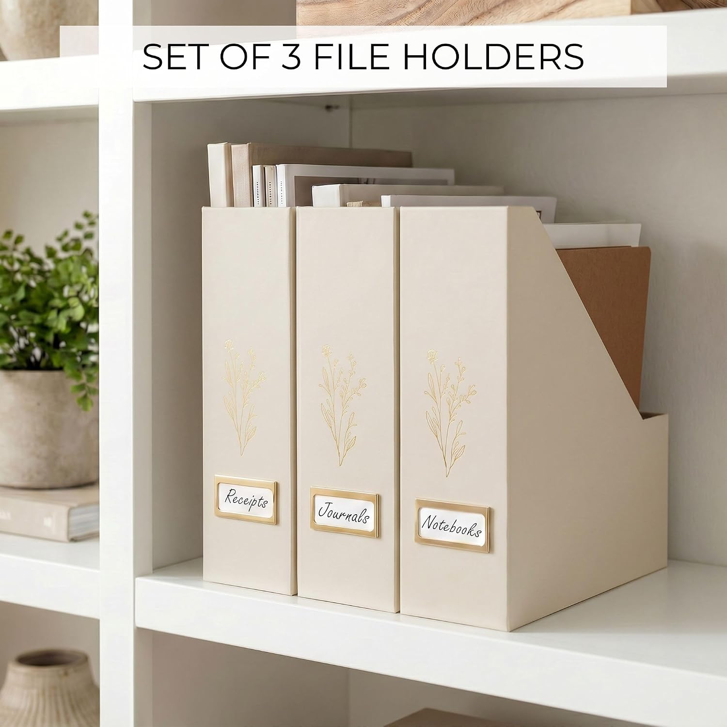 Beautiful Magazine Holder Set Of 3 - Sturdy File Holder for Desk Or Shelves | The Perfect Office Storage to