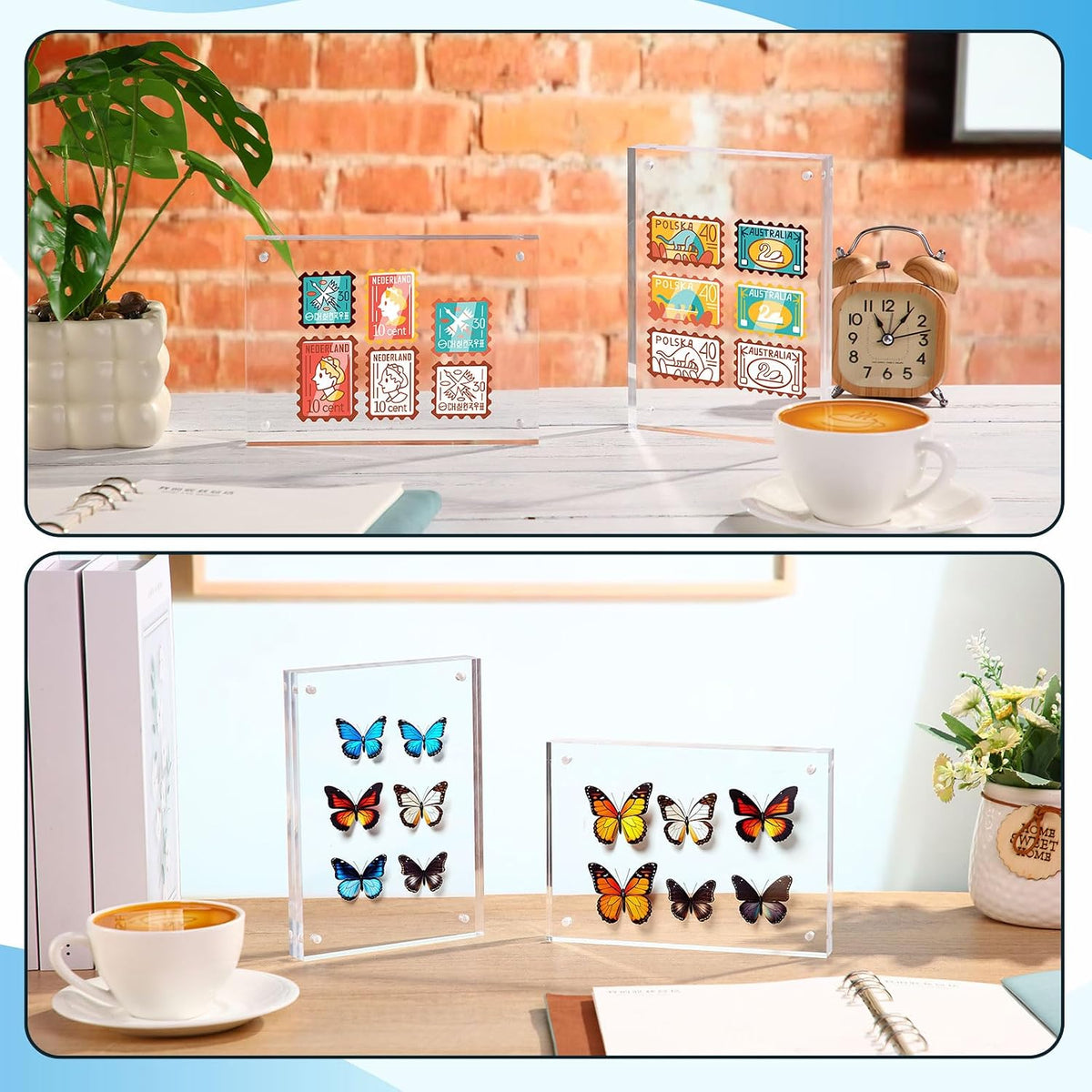6 Pcs 5 x 7 Inch Acrylic Picture Frames, Clear Acrylic Photo Business Card Frame Desktop Display Double Sided Wallet