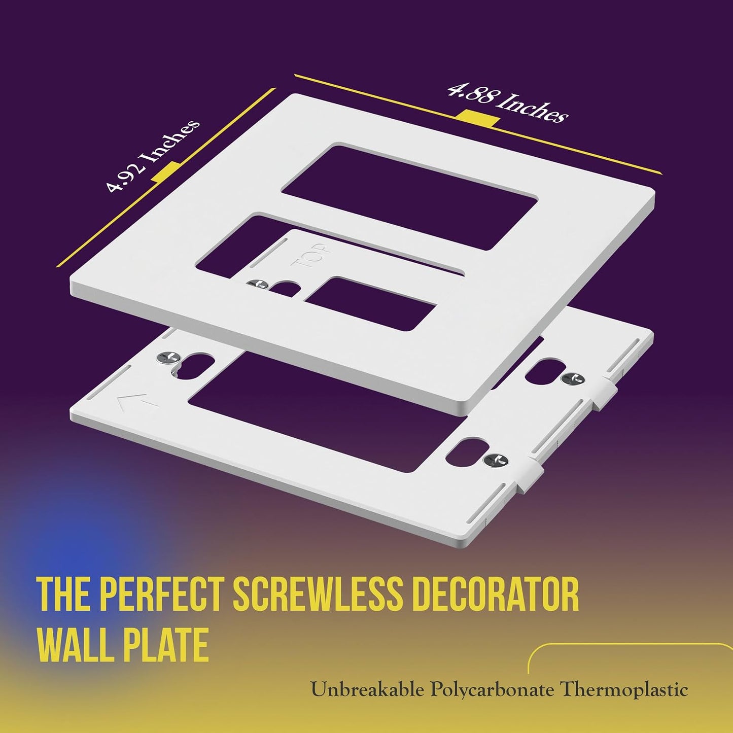 ENERLITES 2-Gang White Mid-Size Screwless Decorator Wall Plate, 10 Pack | Size 4.88" x 4.92", Plate cover Fits light