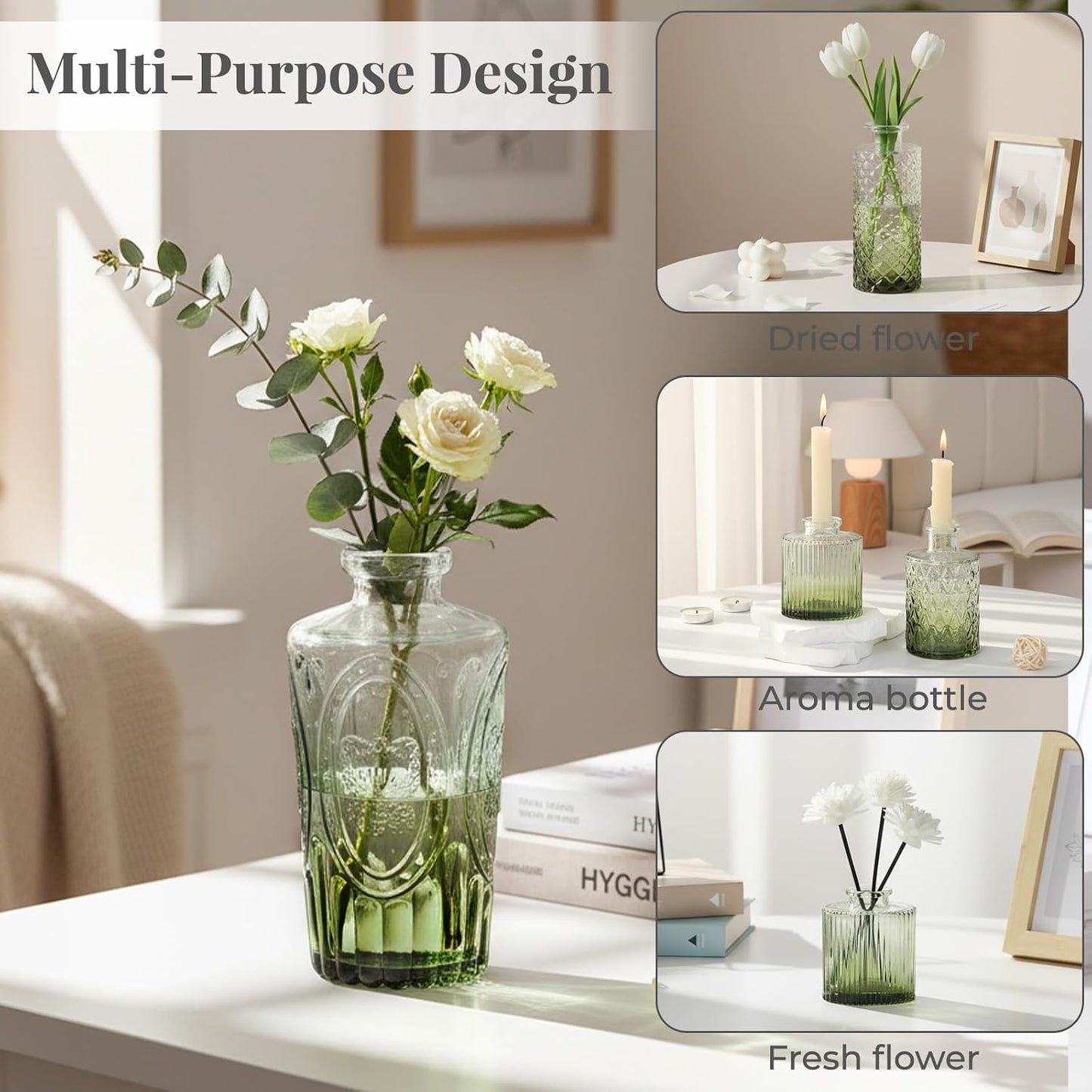 Glass Vase / Small Vase / Green / Set of 12