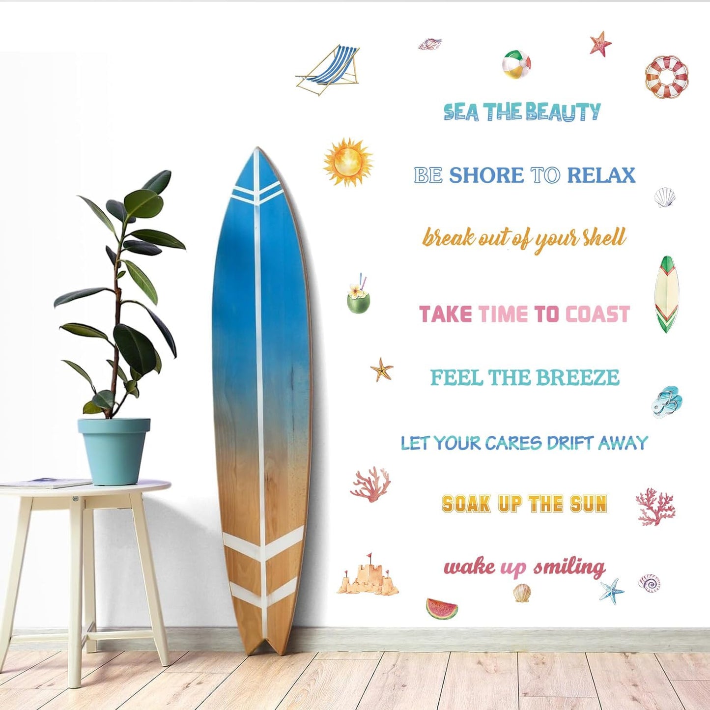 Beach Wall Stickers Inspirational Quotes Wall Decal for Classroom Colorful Summer / Summer Quotes