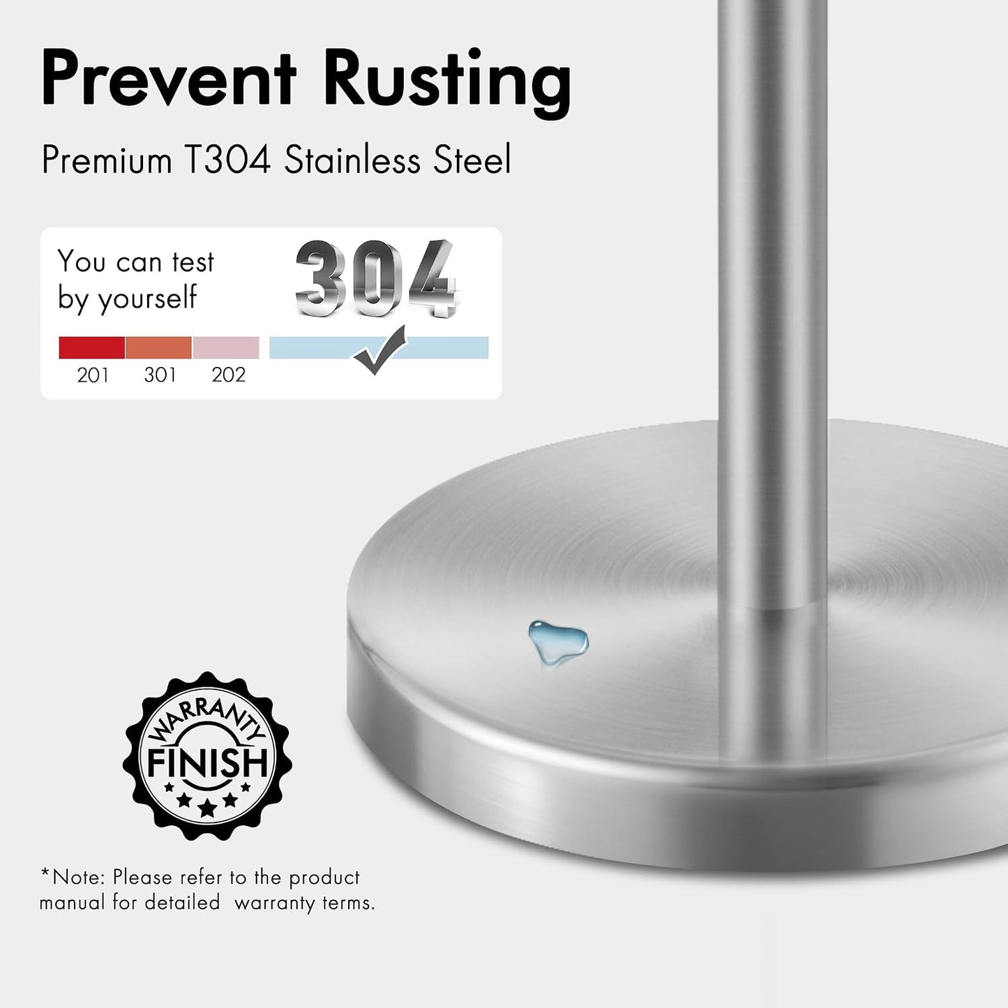 KES Toilet Paper Storage Stand, Holds 3 Rolls, Brushed Stainless Steel | Heavy Base Prevents Tipping, Rustproof SUS304