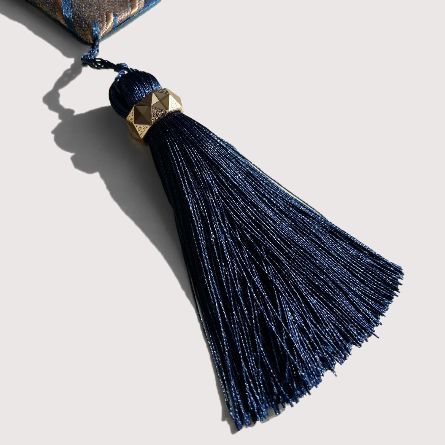 Luxury Modern Blue Table Runner,13"x120",Elegant Abstract Striped, Tassels | Table Runners 120 Inches Long, Thick