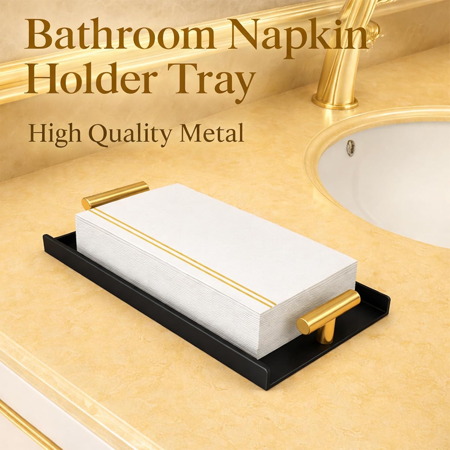 Napkin Holder / Guest Towel Holder Tray / Black