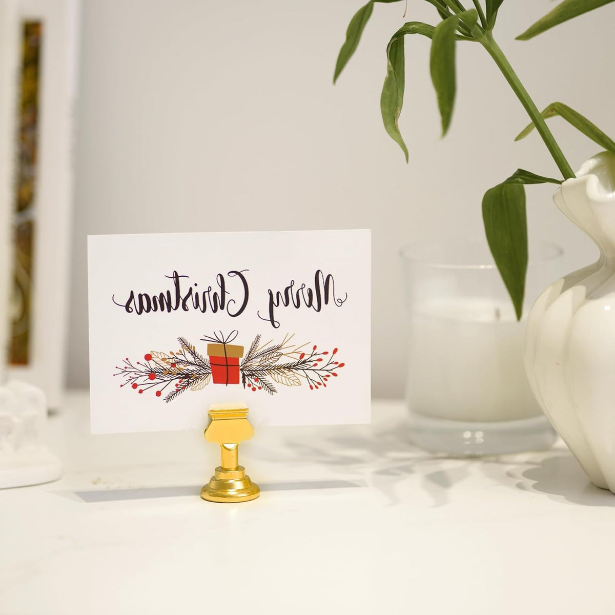 ERYTLLY 24 PK Place Card Holders 1.7 inches Table Card Holder Steel Card Holders for Weddings,Birthdays,Photos, Memo