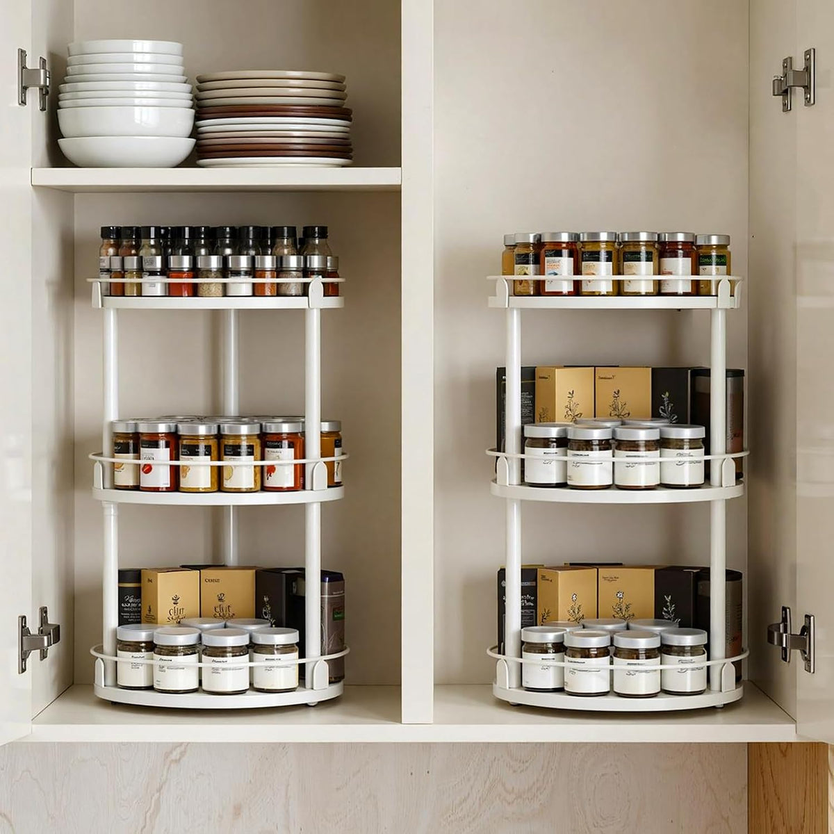 Lazy Susan Organizer, Rotating Spice Rack, 3 Tier Spice Turntable Organizer, Industrial Turntable Spice Holder, for