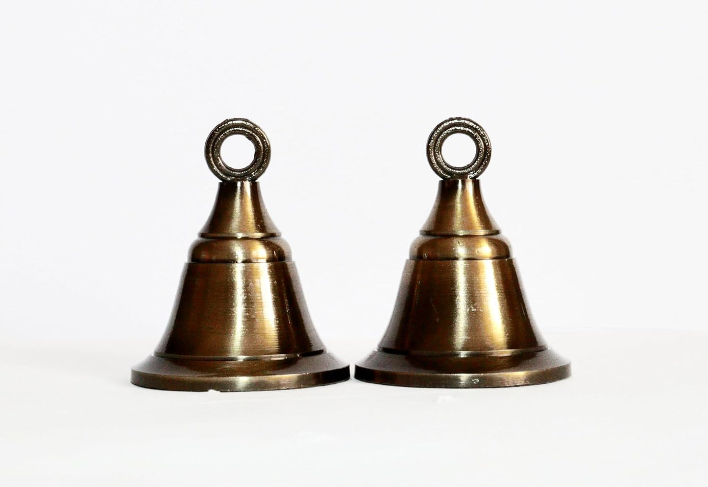 Solid Brass Pooja Bells with J Hook Home Decor Christmas Bell Wall Hanging Jingle Bell Ornaments New (24, Antique Look