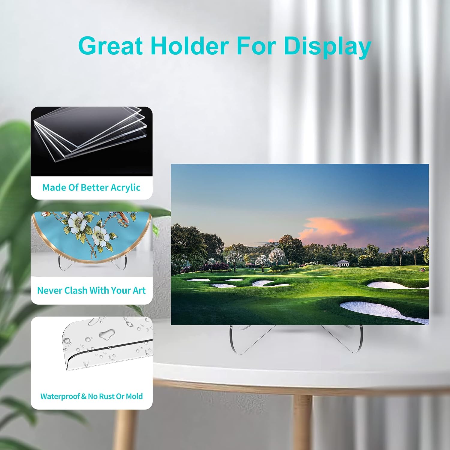 Acrylic Plate Display Stand / 60-degree Angle / 6 Inch / Clear