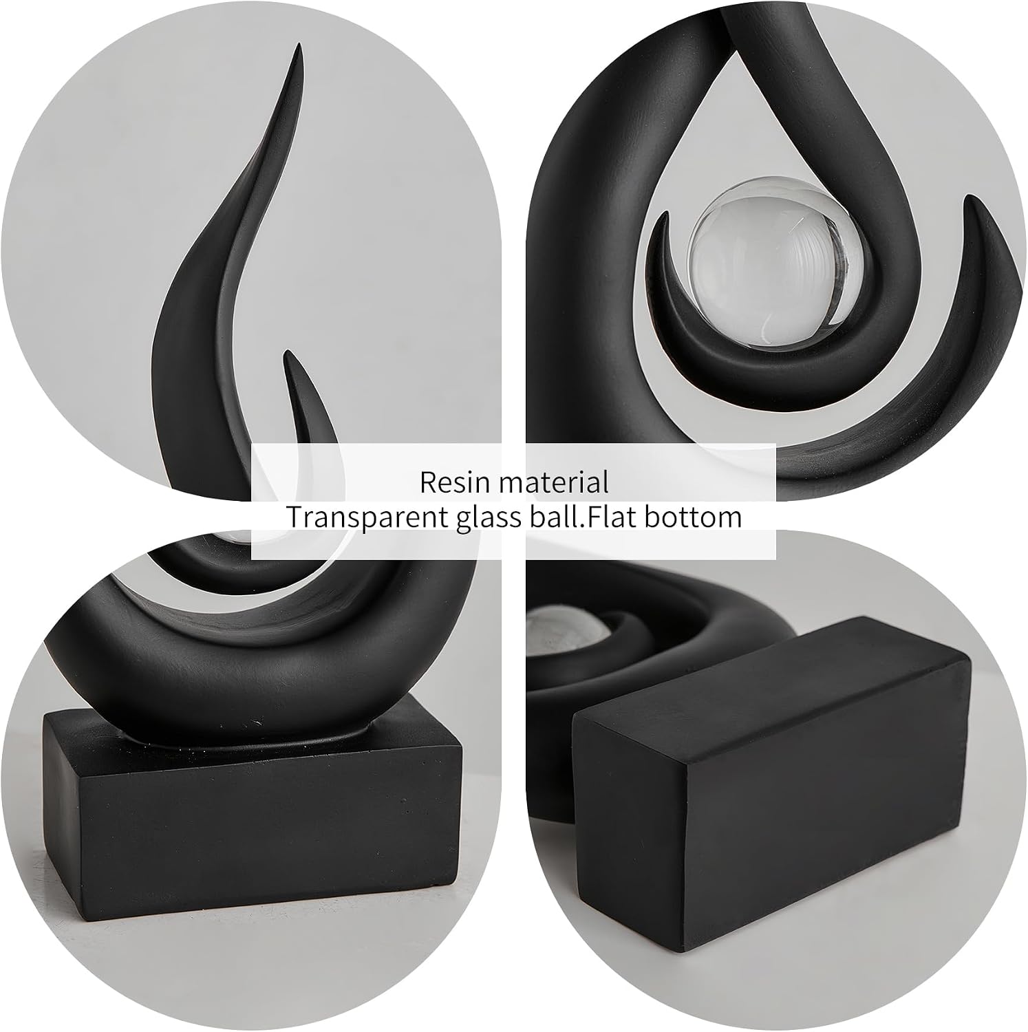 Resin Art Flame Figurines / Black-13.7"h