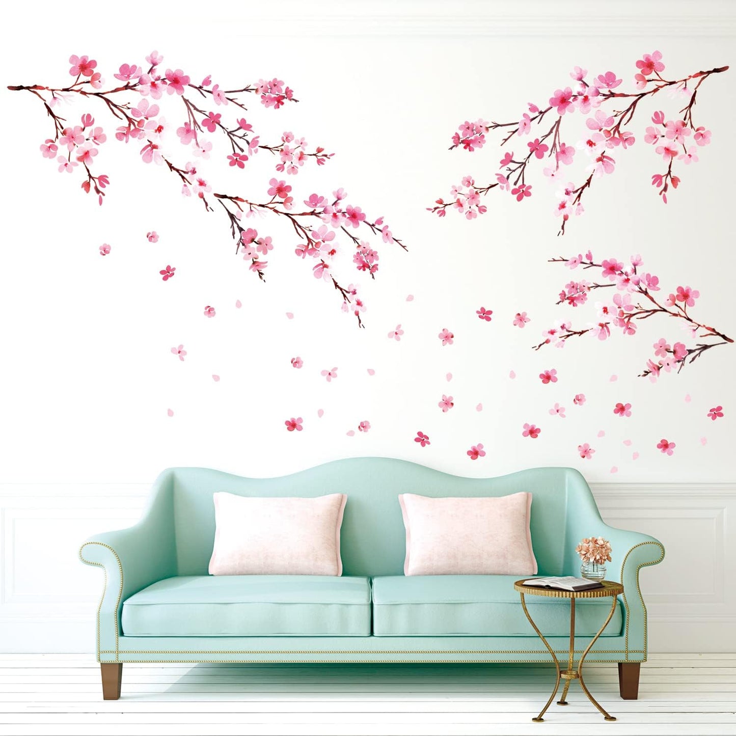 DS12-2003P1903 Watercolor Cherry Blossoms Kids Wall Stickers Wall Decals Peel and Stick Removable