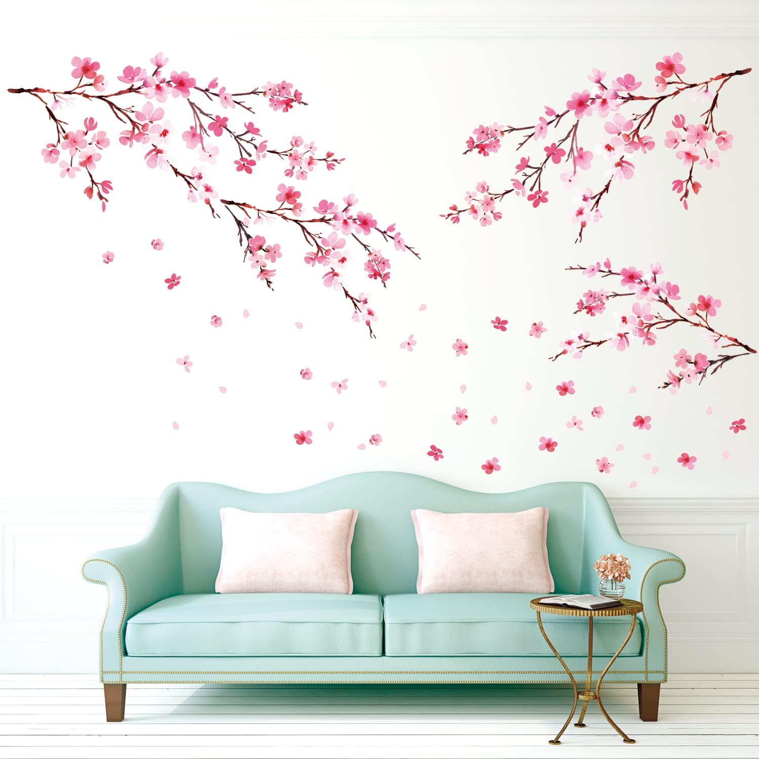 DS12-2003P1903 Watercolor Cherry Blossoms Kids Wall Stickers Wall Decals Peel and Stick Removable
