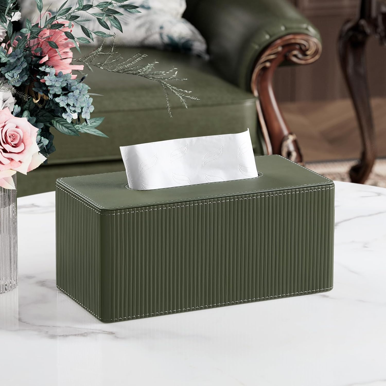 Modern Tissue Box Holder / Green