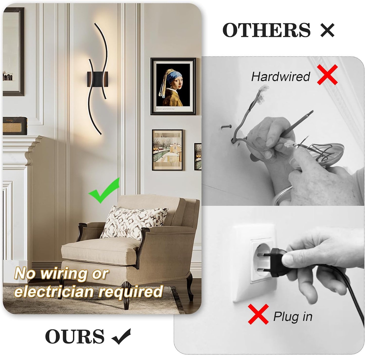 KARTOOSH Battery Operated Wall Sconce Set of Two with Remote Control | Wireless Wall Sconces with Stepless 3CCT &