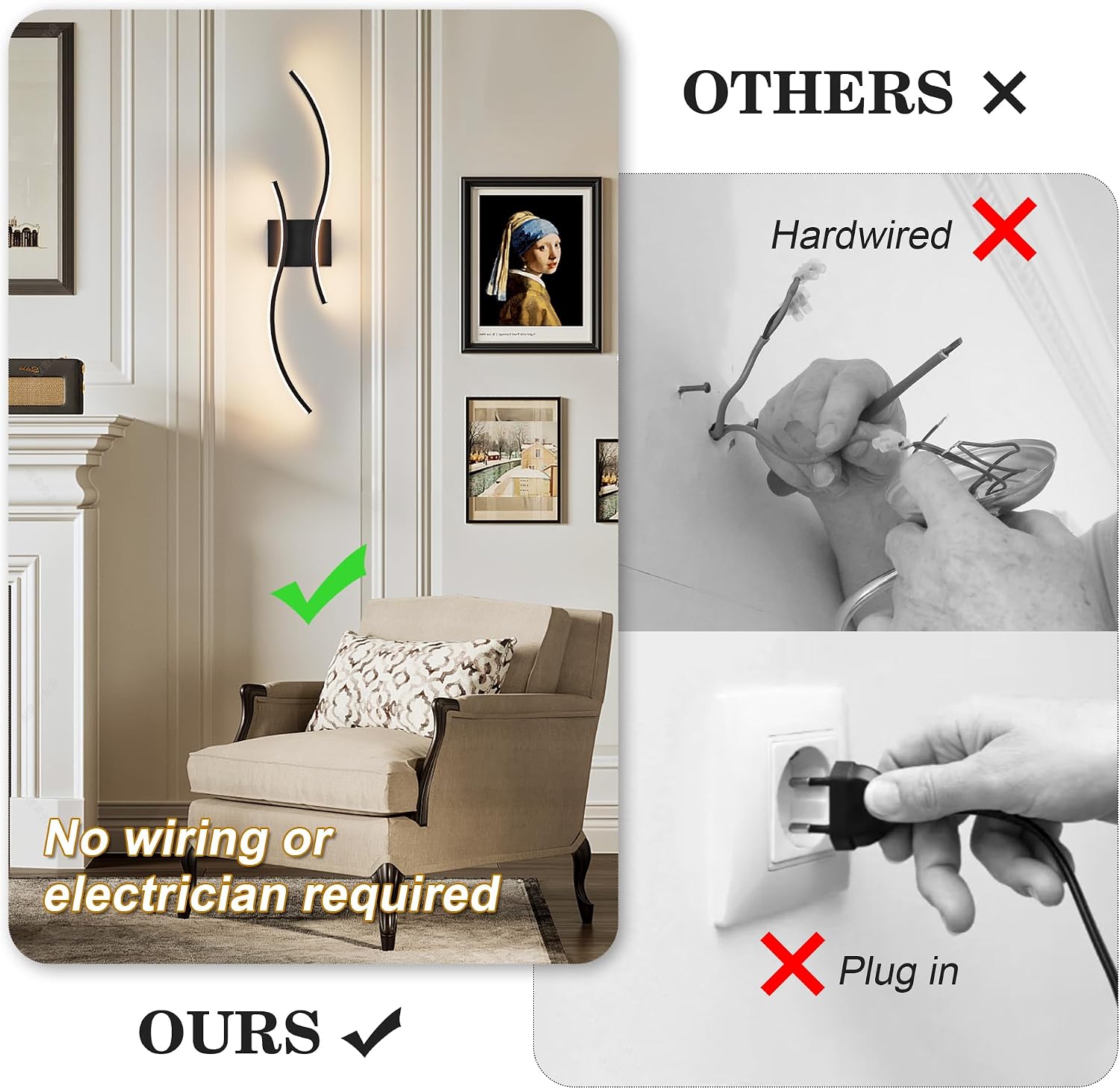KARTOOSH Battery Operated Wall Sconce Set of Two with Remote Control | Wireless Wall Sconces with Stepless 3CCT &