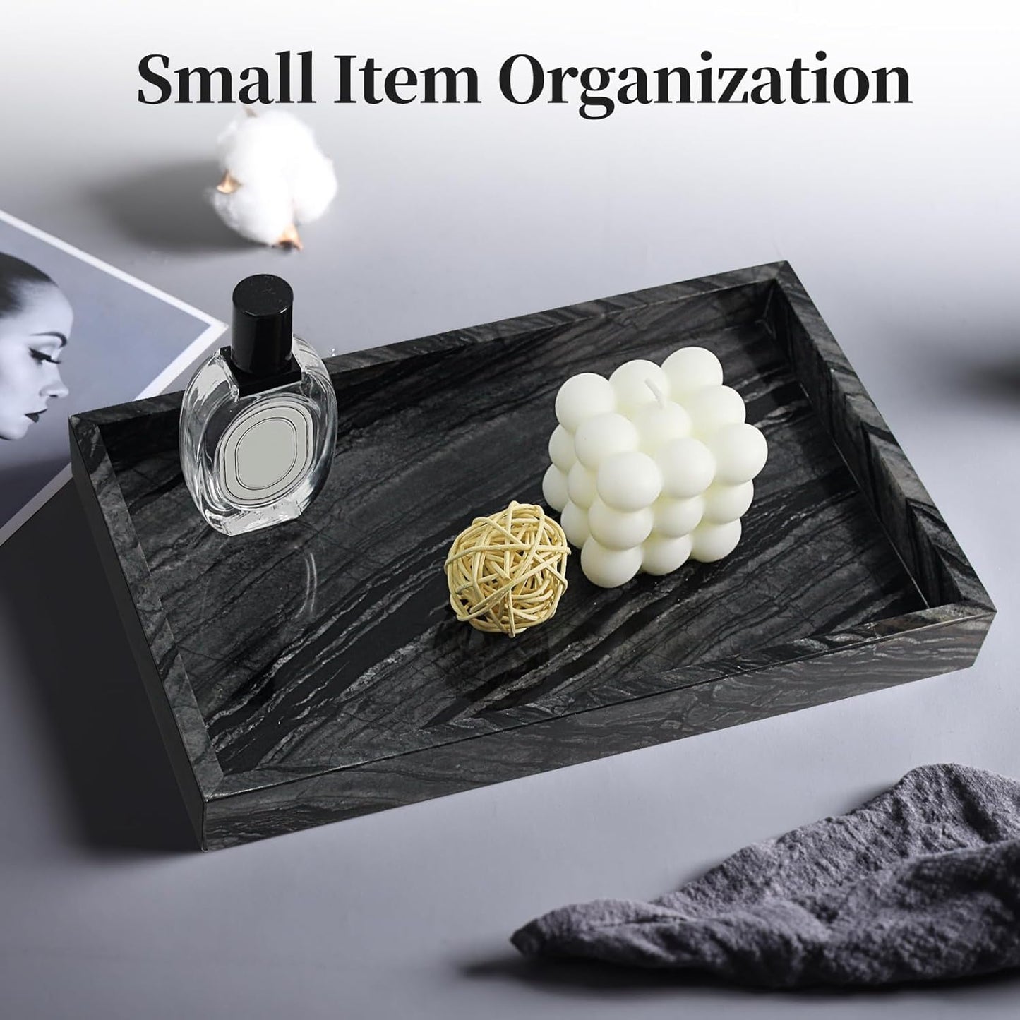 Marble Tray / Stone Trays for Dresser / 12 x 8 x 1.2 / Ancient Wood Grain / Natural